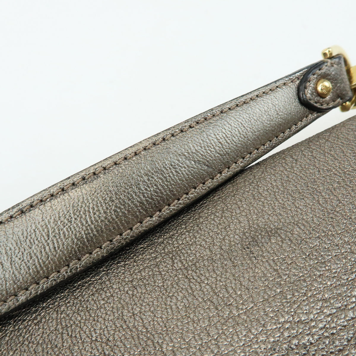 LOEWE Mya Anagram Leather Shoulder Bag Hand Bag Silver Gray
