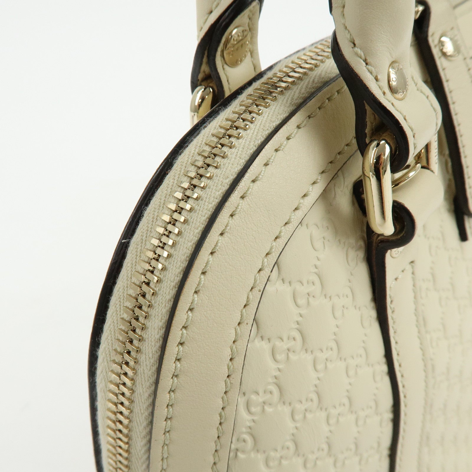 GUCCI Micro Guccissima Leather 2WAY Bag Hand Bag Ivory 449654