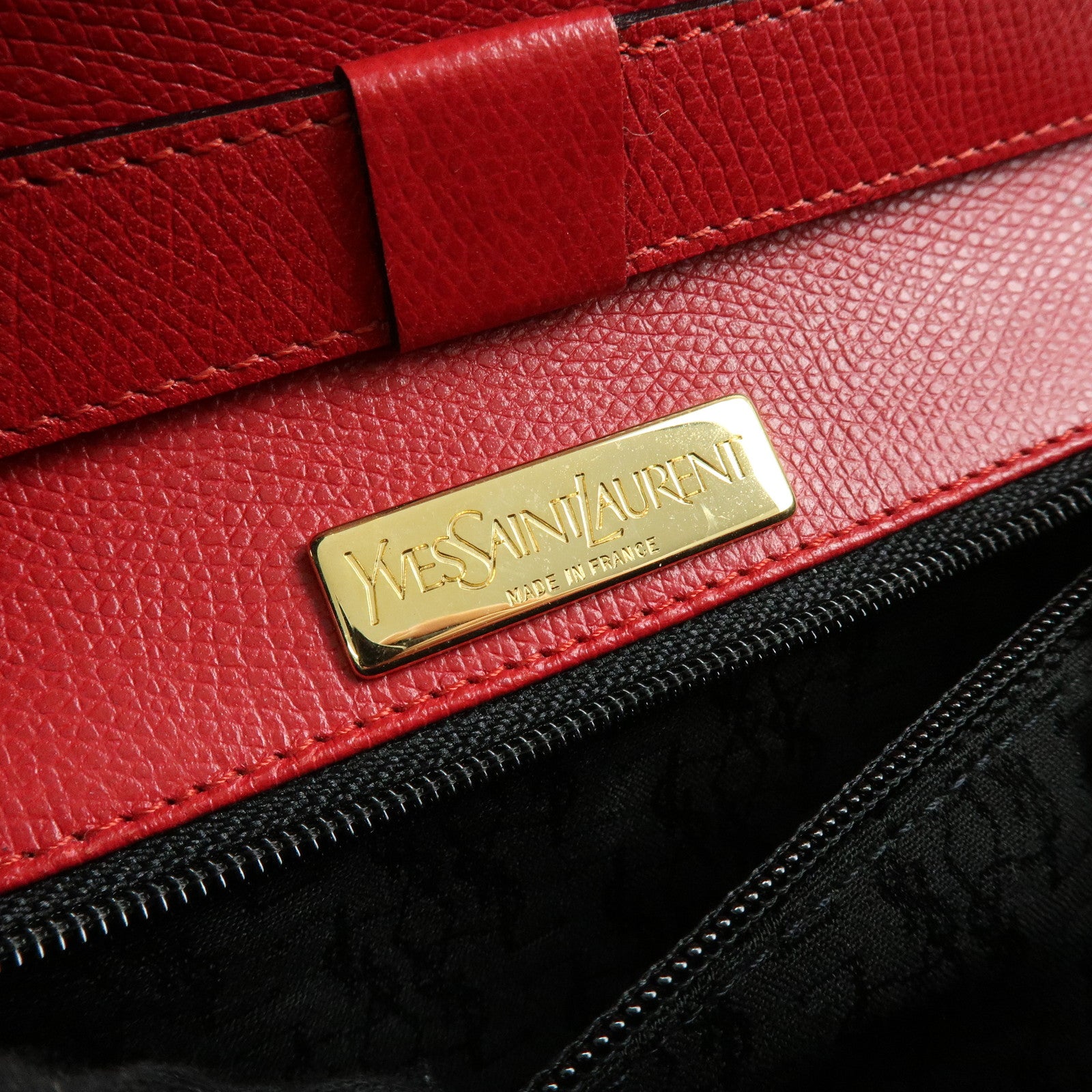 SAINT LAURENT PARIS Y-Line Leather Studs Shoulder Bag Crossbody Bag Red