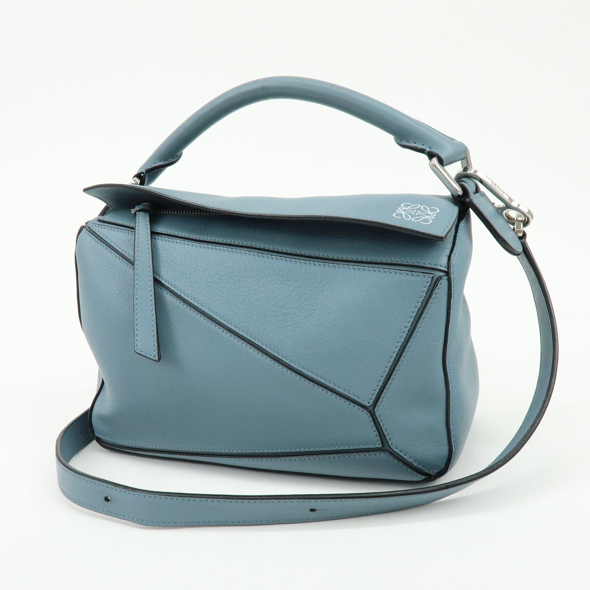 LOEWE Anagram Puzzle Bag Leather 2Way Bag Hand Shoulder Bag Light Blue