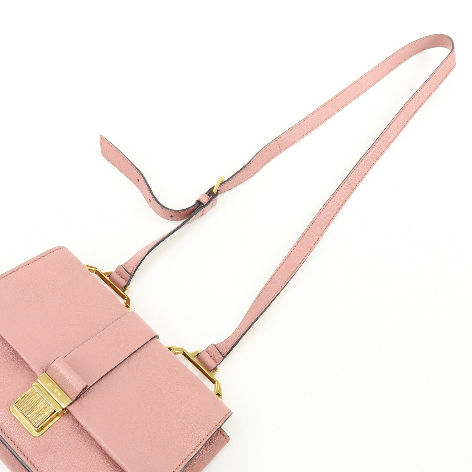 MIU MIU Madras Leather 2Way Bag Hand Bag Shoulder Bag Pink 5BH609