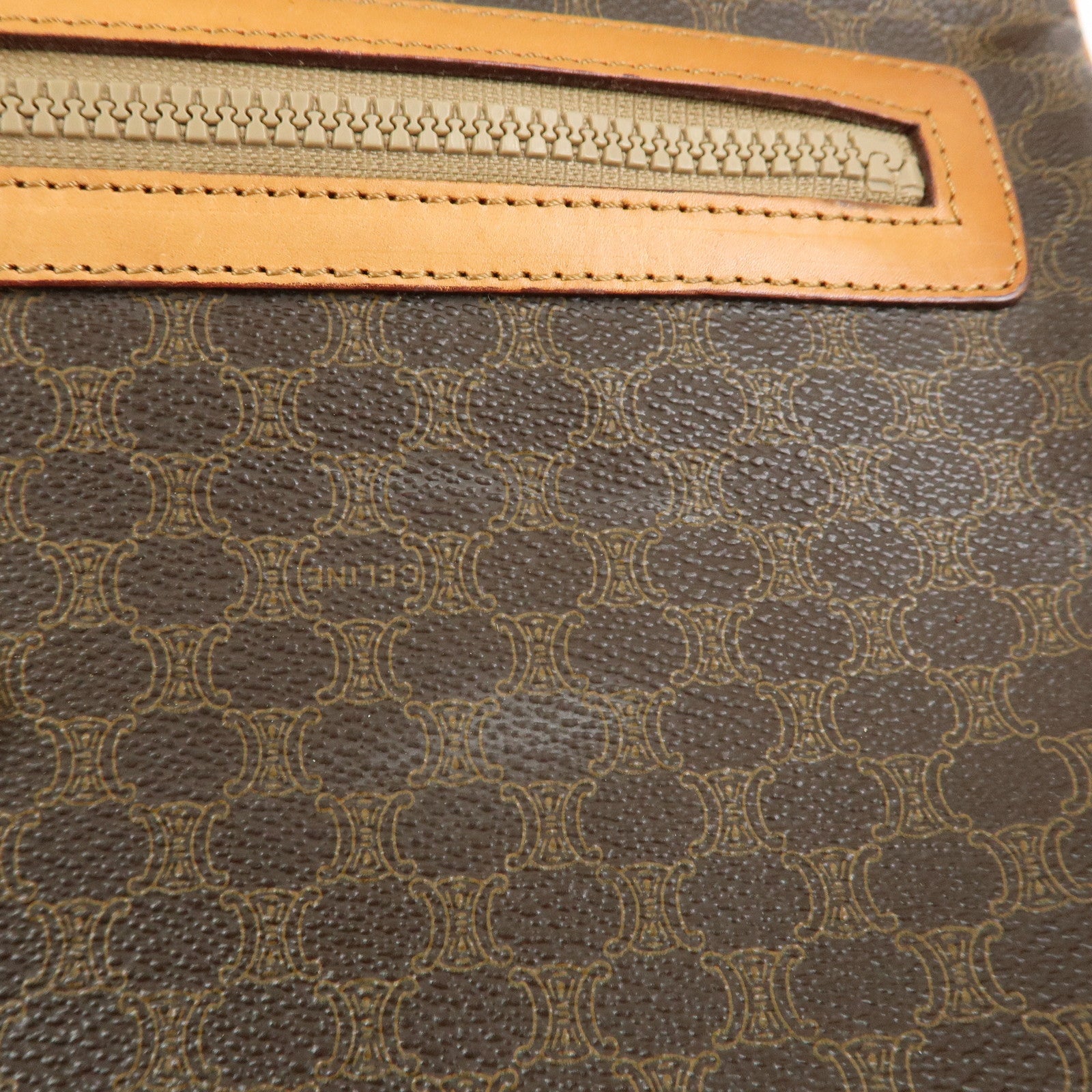 CELINE Macadam Leather Flap Clutch Bag Brown