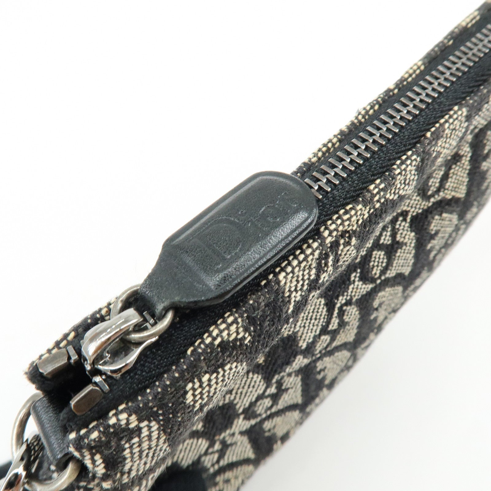 Christian Dior Trotter Jacquard Leather Saddle Bag Pouch Black