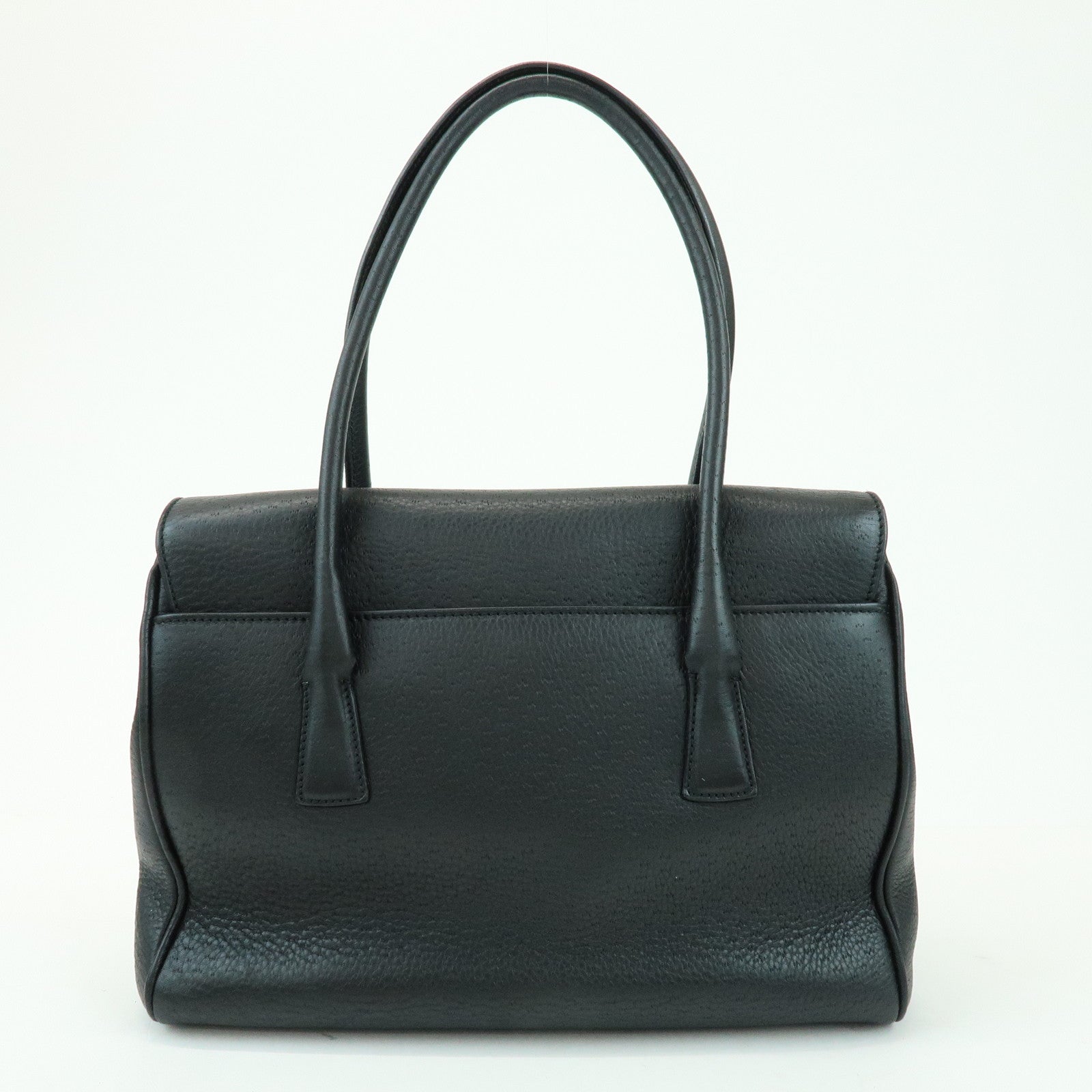 Ferragamo Gancini Leather Hand Bag Shoulder Bag Black