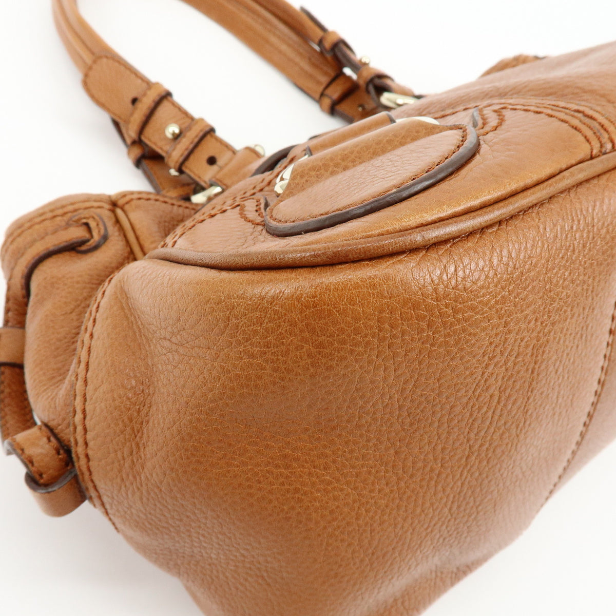 CELINE Macadam Leather Shoulder Bag Boston Bag Brown