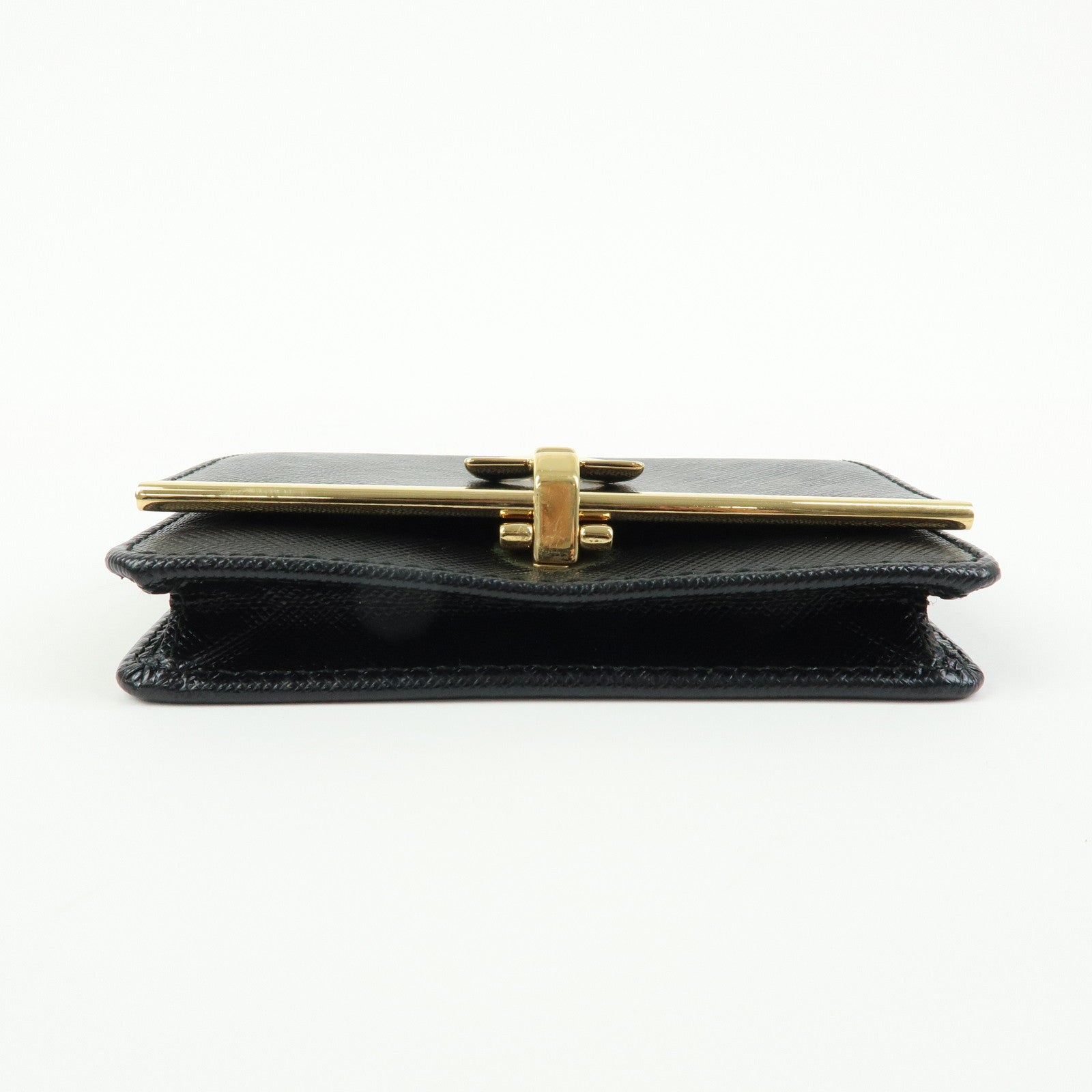 Ferragamo Gancini Embossed Leather Card Case Card Holder Black
