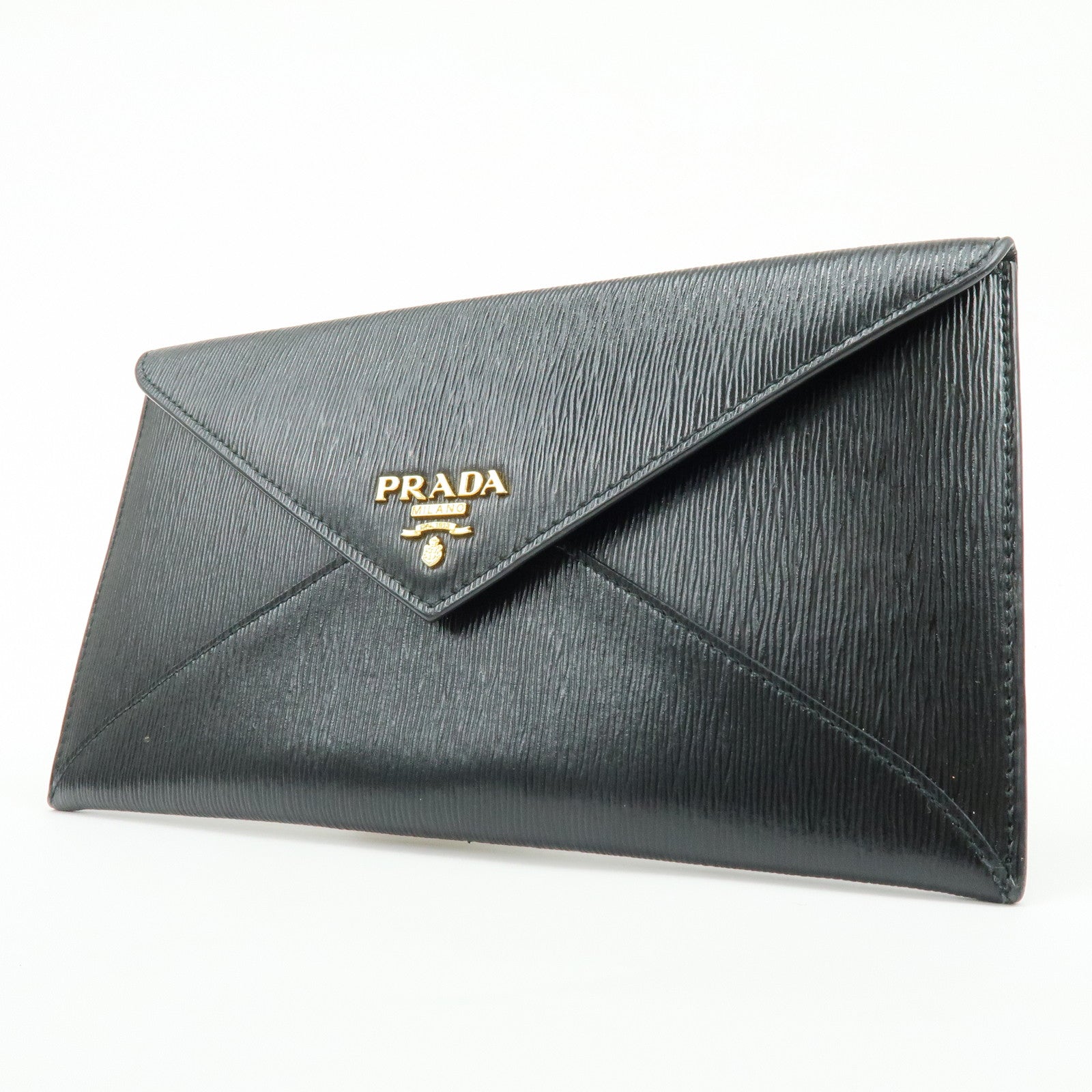 PRADA Saffiano Leather Flap Long Wallet Purse Black 1MF175