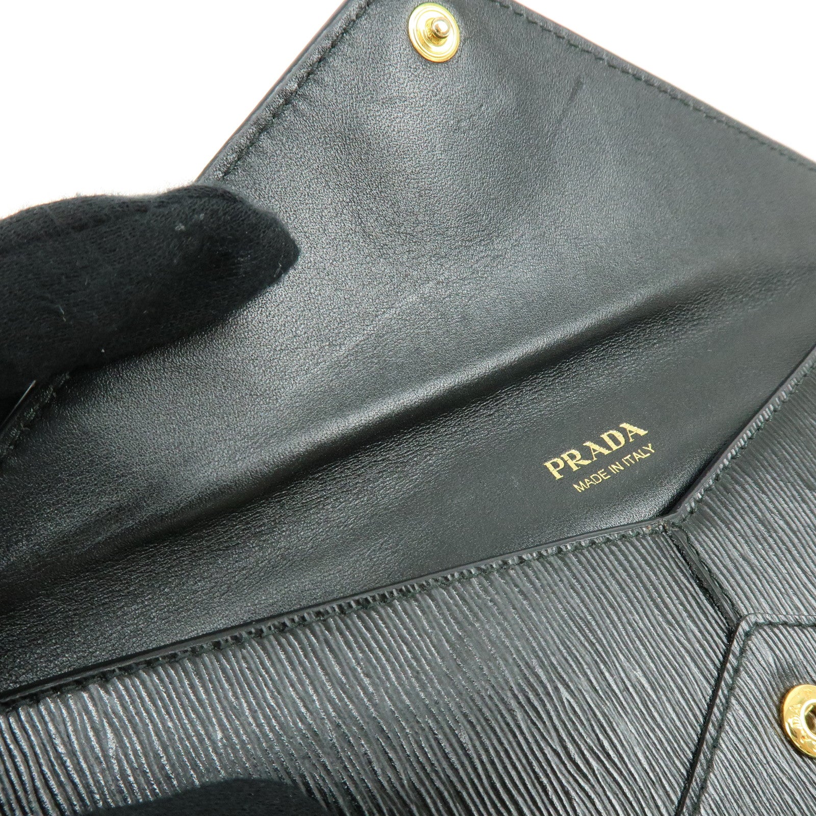 PRADA Saffiano Leather Flap Long Wallet Purse Black 1MF175