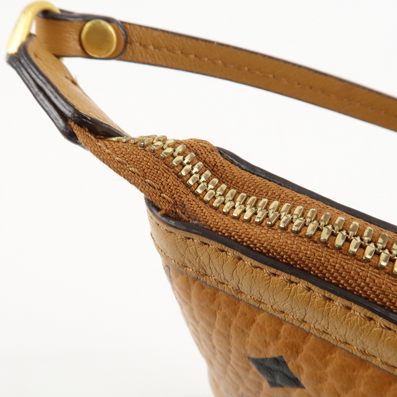 MCM Visetos Leather Shoulder Bag Clutch Bag Hand Bag Brown Used