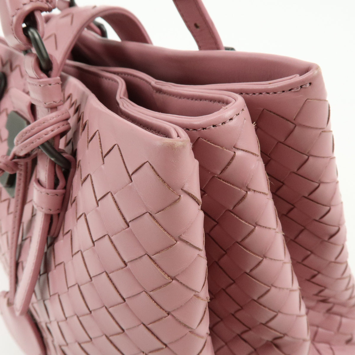 BOTTEGA VENETA Intrecciato Rome Leather 2Way Shoulder Bag Hand Bag Pink
