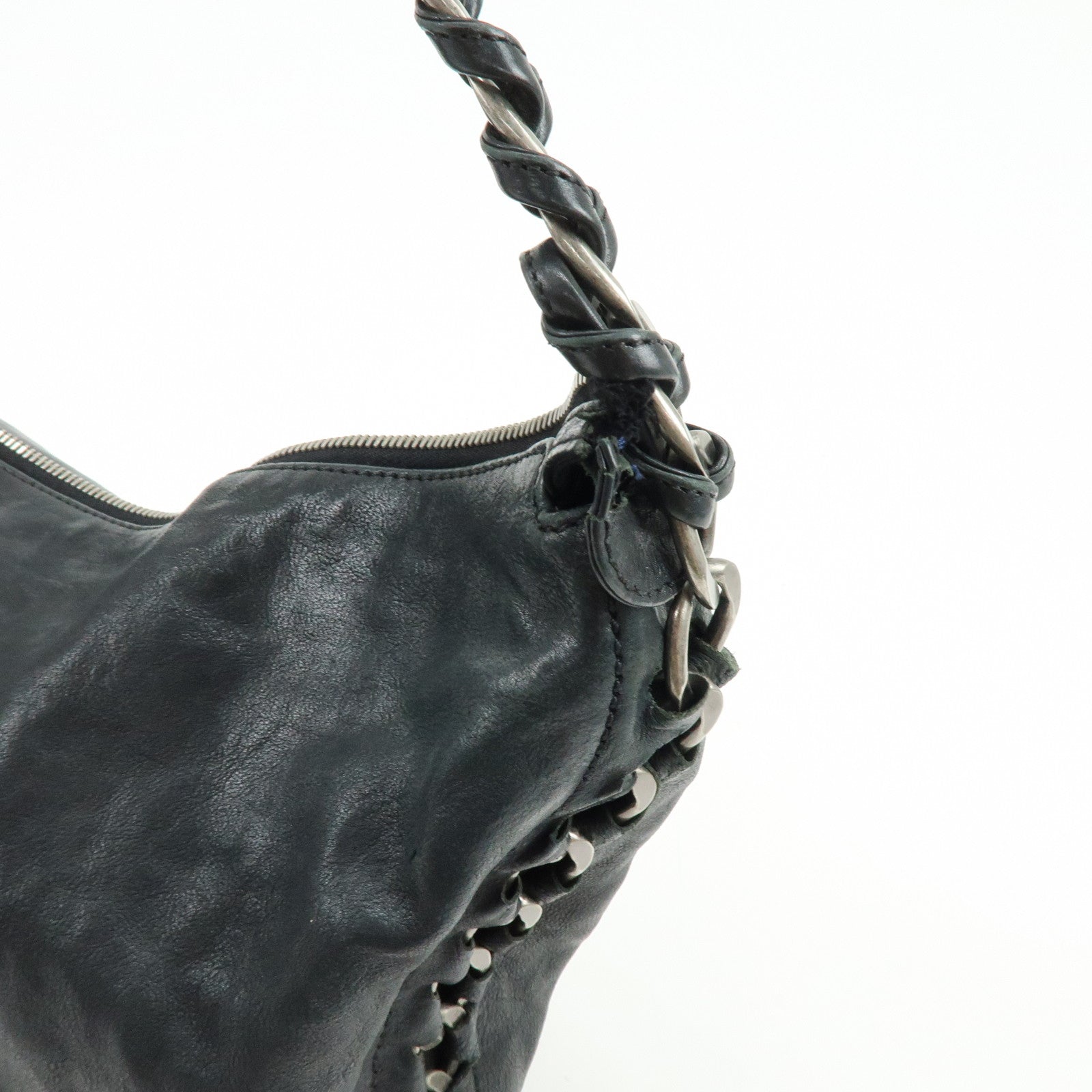 CHANEL Luxury Line COCO Mark Calf Leather Shoulder Bag Hand Bag Black