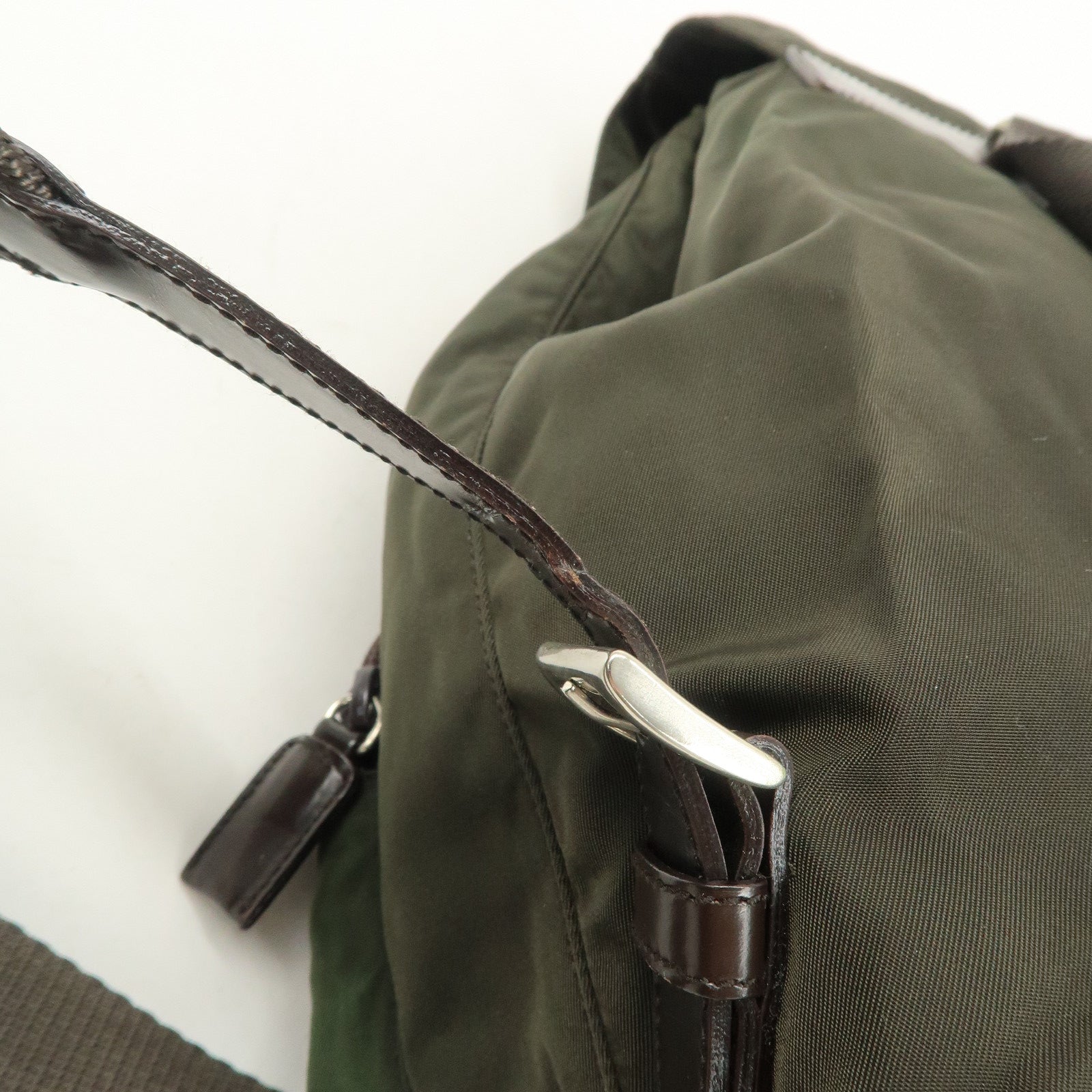 PRADA  Triangle Logo Leather Nylon BackPack B5885F Used