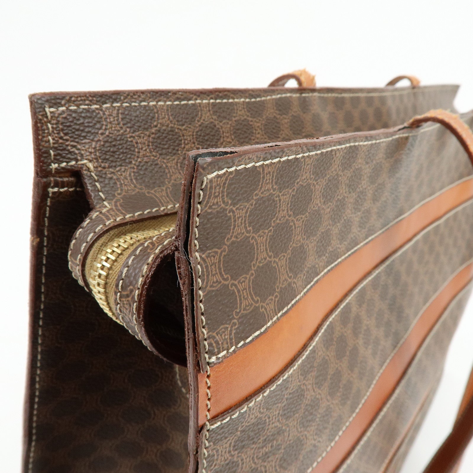 CELINE Macadam PVC Leather Tote Bag Shoulder Bag Brown