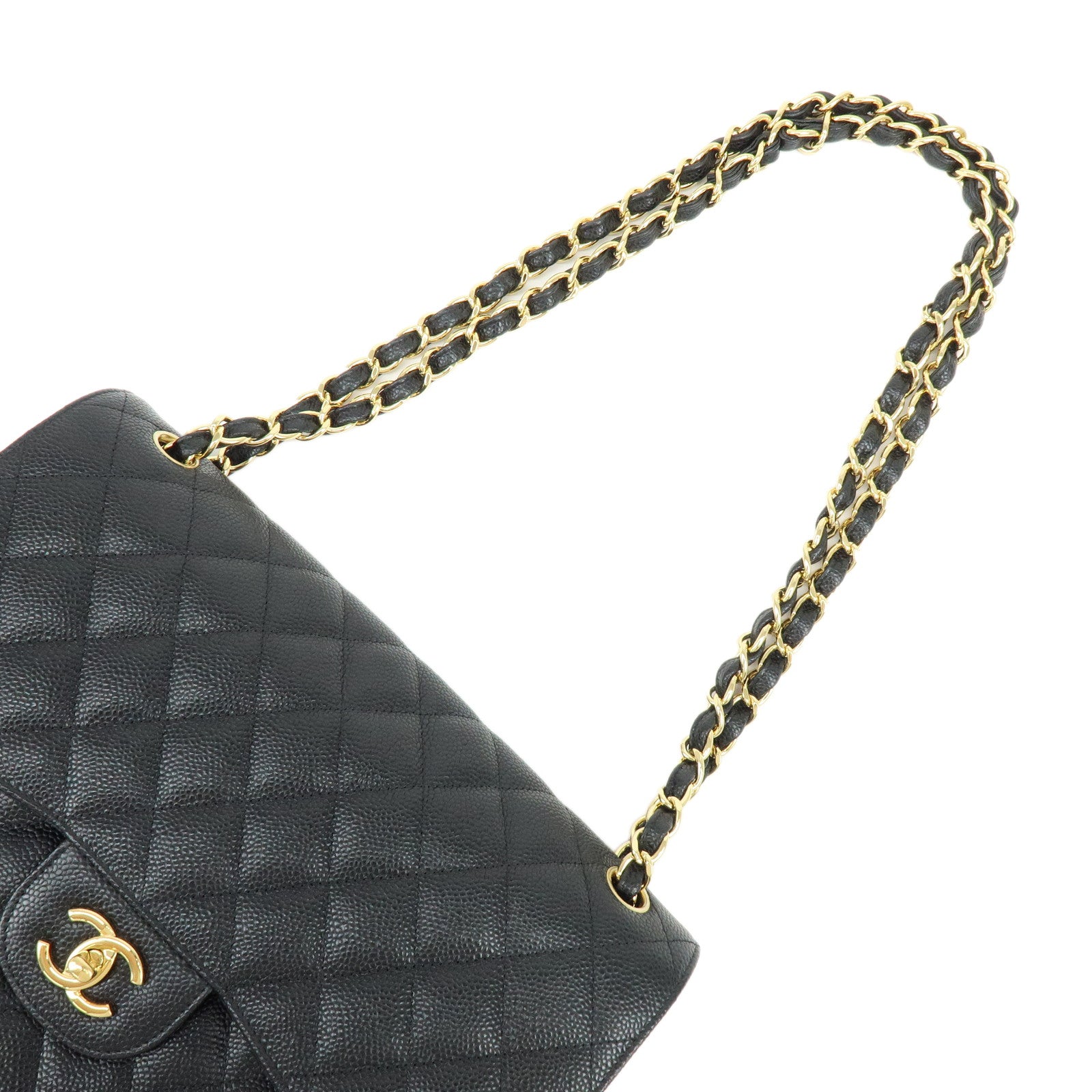 CHANEL Matelasse 30 Caviarskin W Flap Chain Shoulder Bag A58600