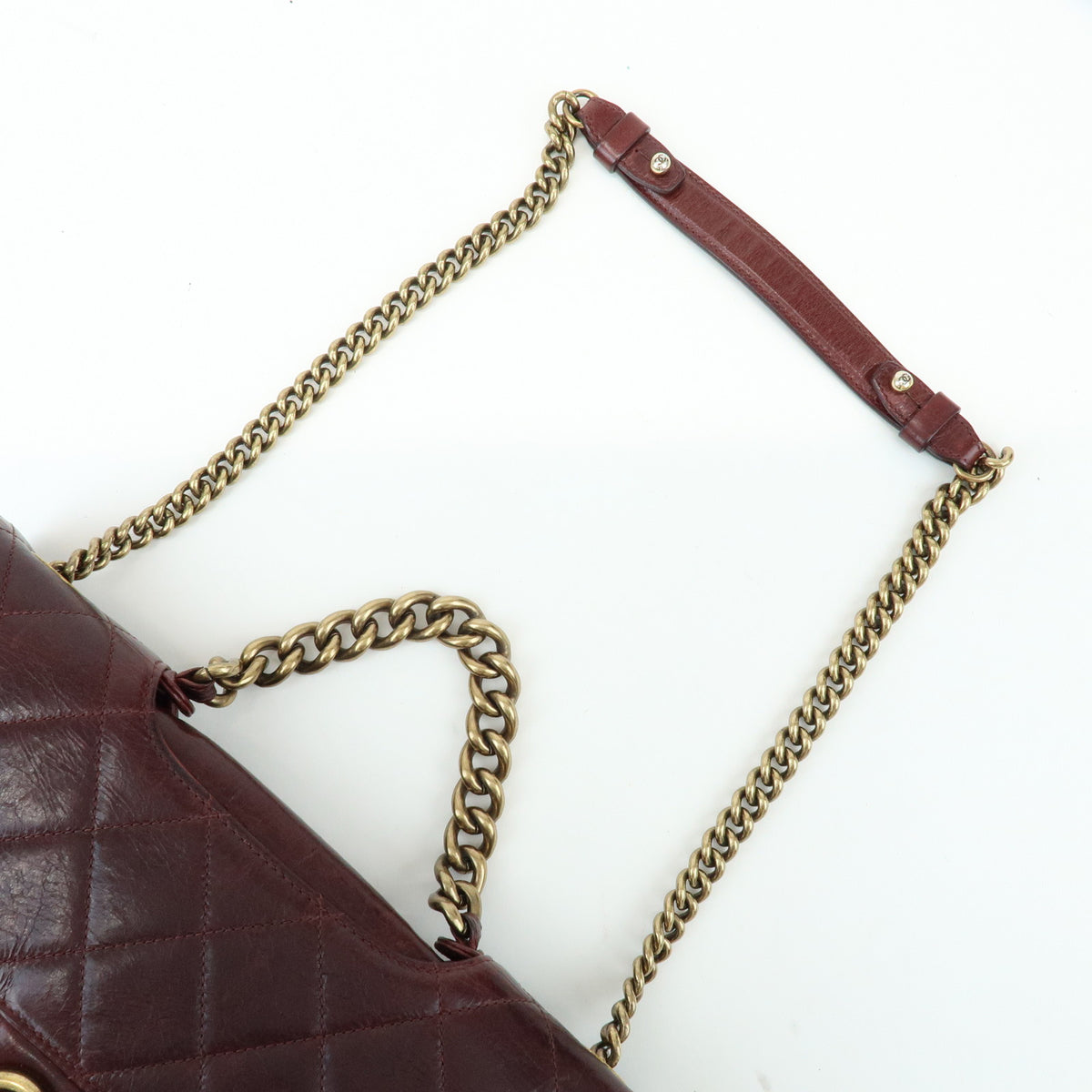 CHANEL Matelasse COCO Mark Leather Chain Shoulder Bag Burgundy