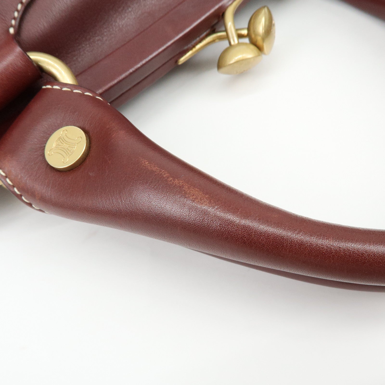 CELINE Boogie Bag Leather Kiss Lock Hand Bag Bordeaux
