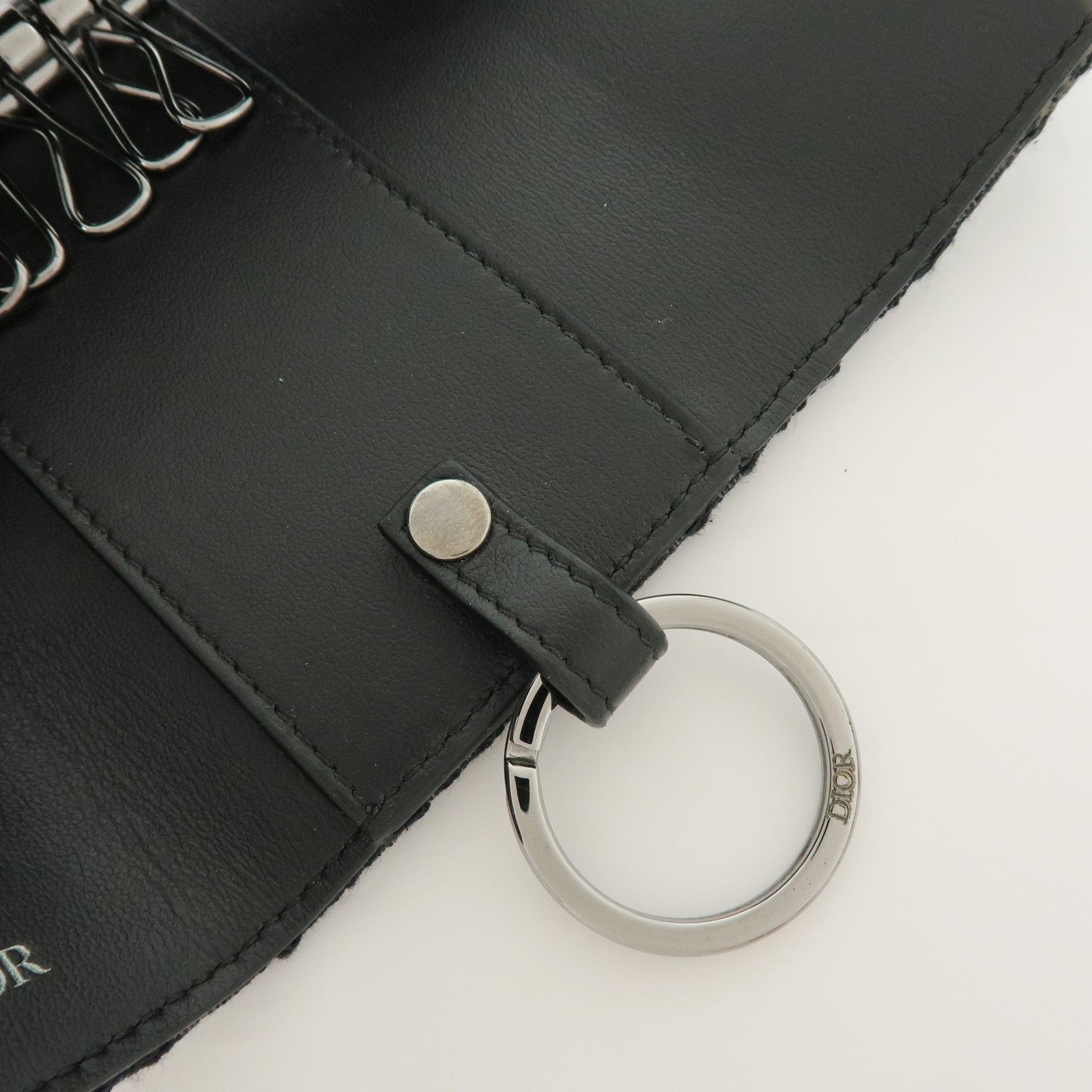 Christian Dior Oblique Canvas Leather 6 Rings Key Case Black