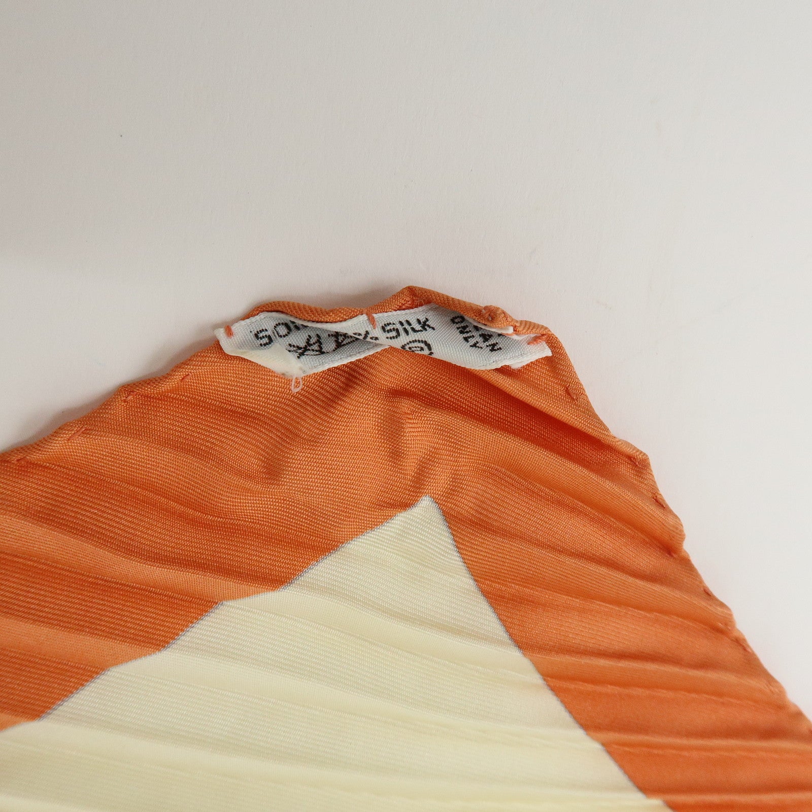 HERMES Pleats Carre Silk 100% Scarf LES INSECTES Cream Orange