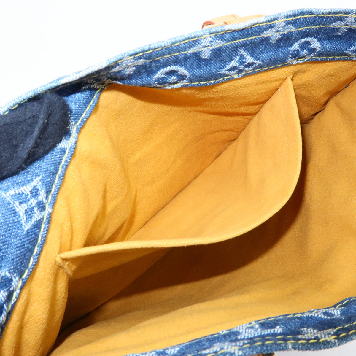 Louis Vuitton Monogram Denim Flat Shopper Tote Bag Blue M95018