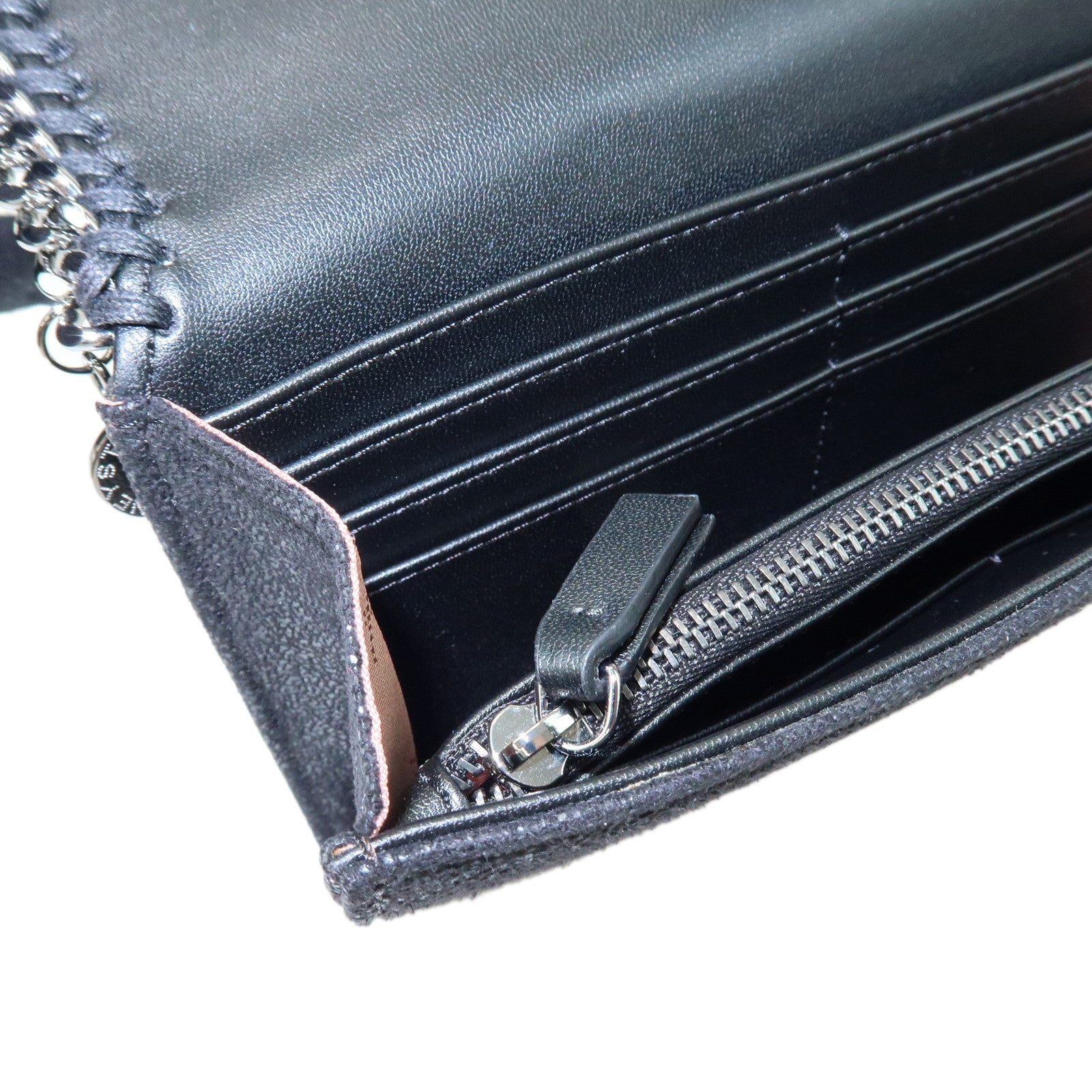 STELLA MCCARTNEY Falabella Faux Leather Flap Long Wallet Black