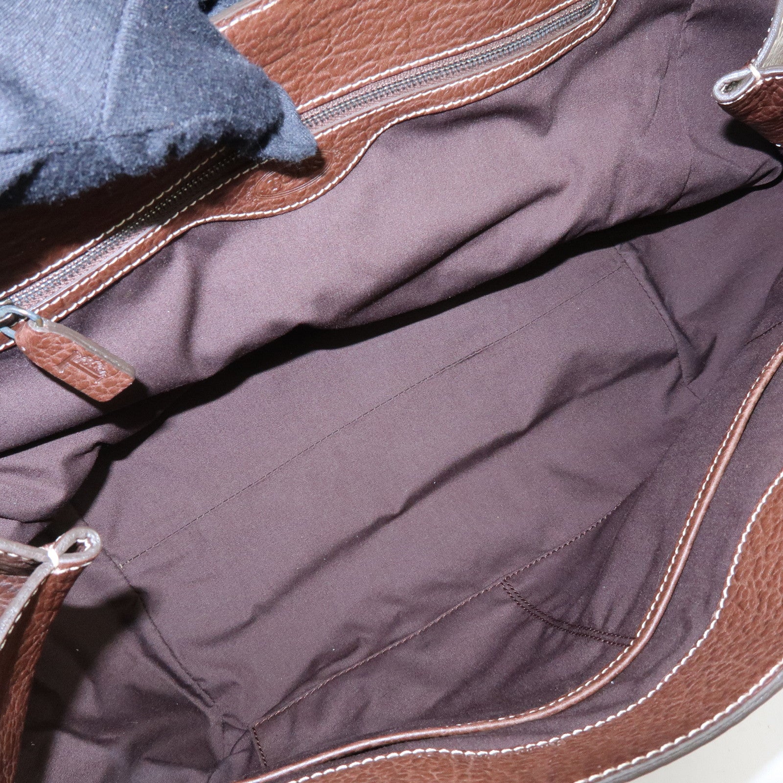 TOD'S Corniche Wave Leather Shoulder Bag Hand Bag Brown