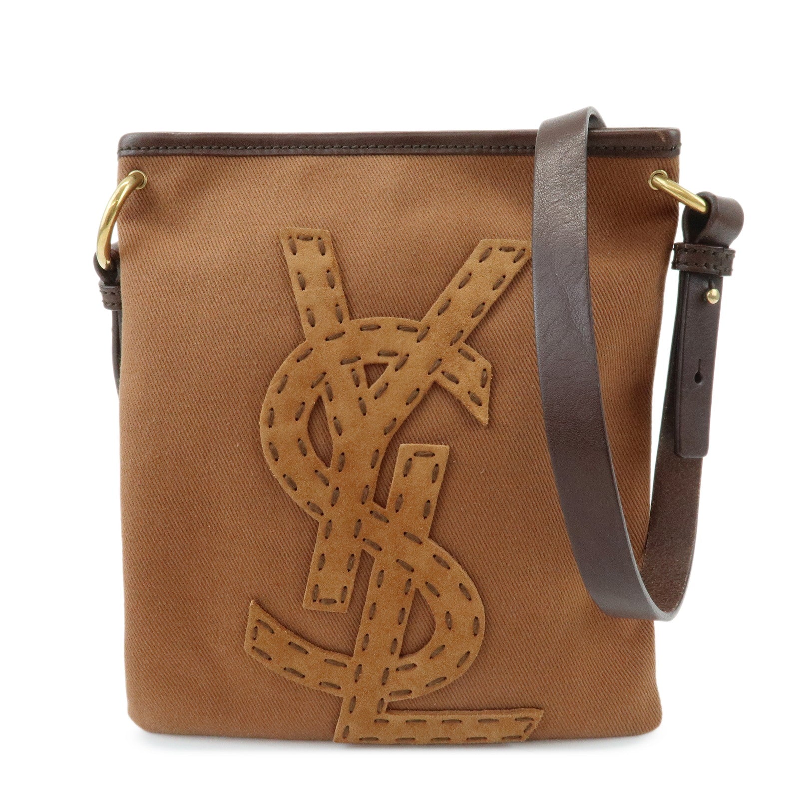 SAINT LAURENT PARIS Kahara Cassandra Canvas Leather Shoulder Bag