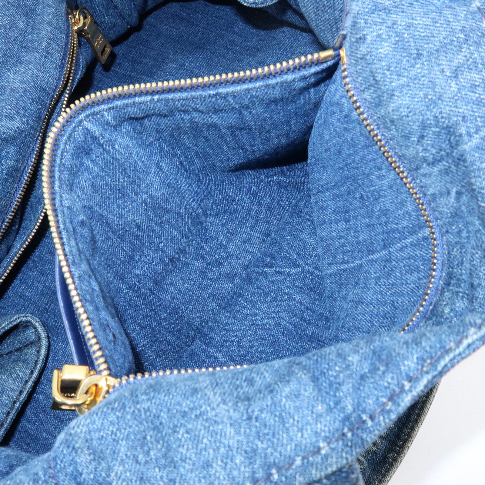 PRADA Triangle Logo Canapa Large Denim Tote Bag Hand Bag B1872B