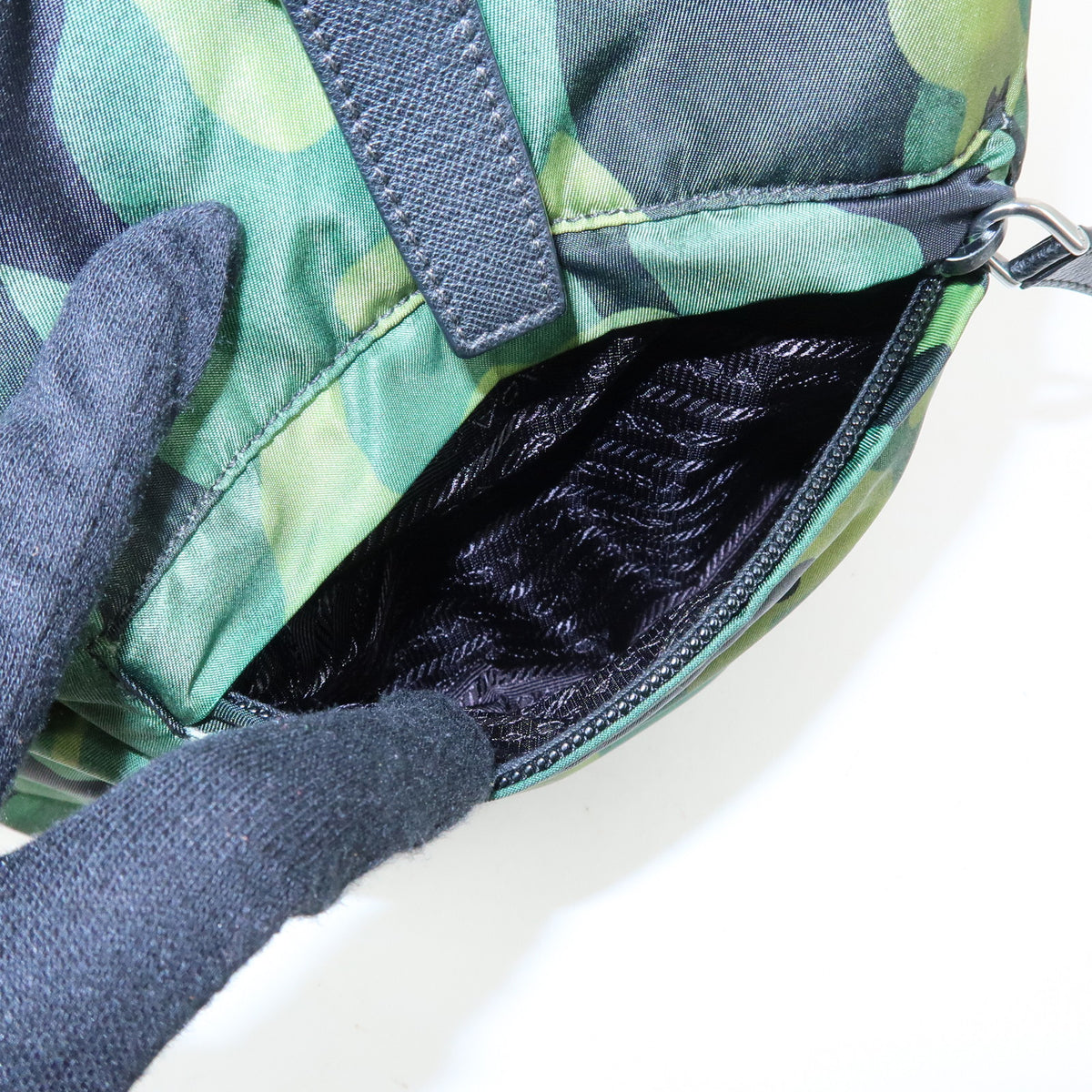 PRADA Triangle Logo Nylon Leather Backpack Rucksack Camouflage BZ0032