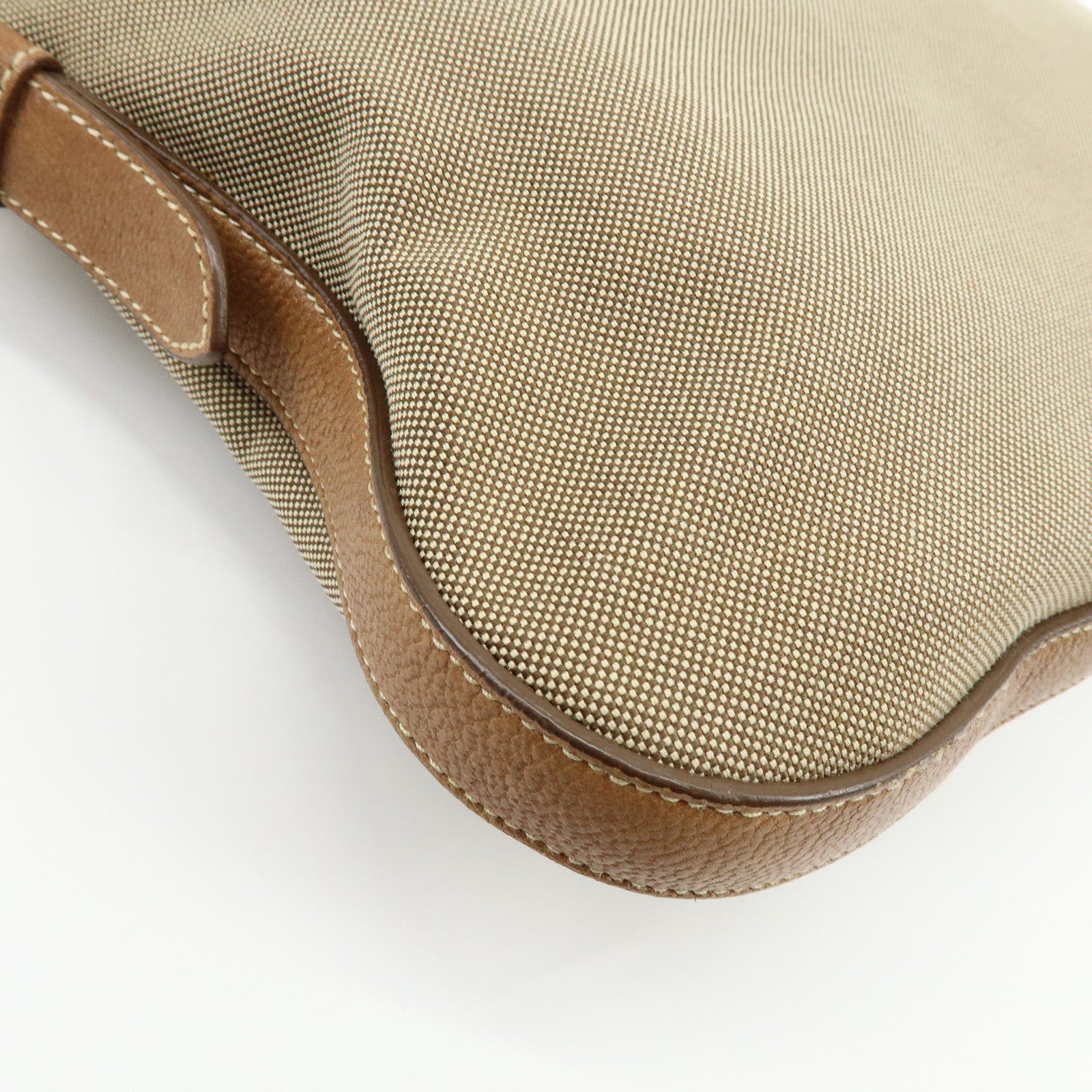 PRADA Logo Jacquard Canvas Leather Shoulder Bag Crossbody Bag Brown