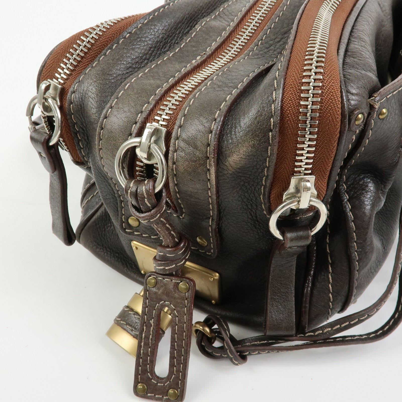 Chloe Paddington Leather Mini Hand Bag Shoulder Bag Brown