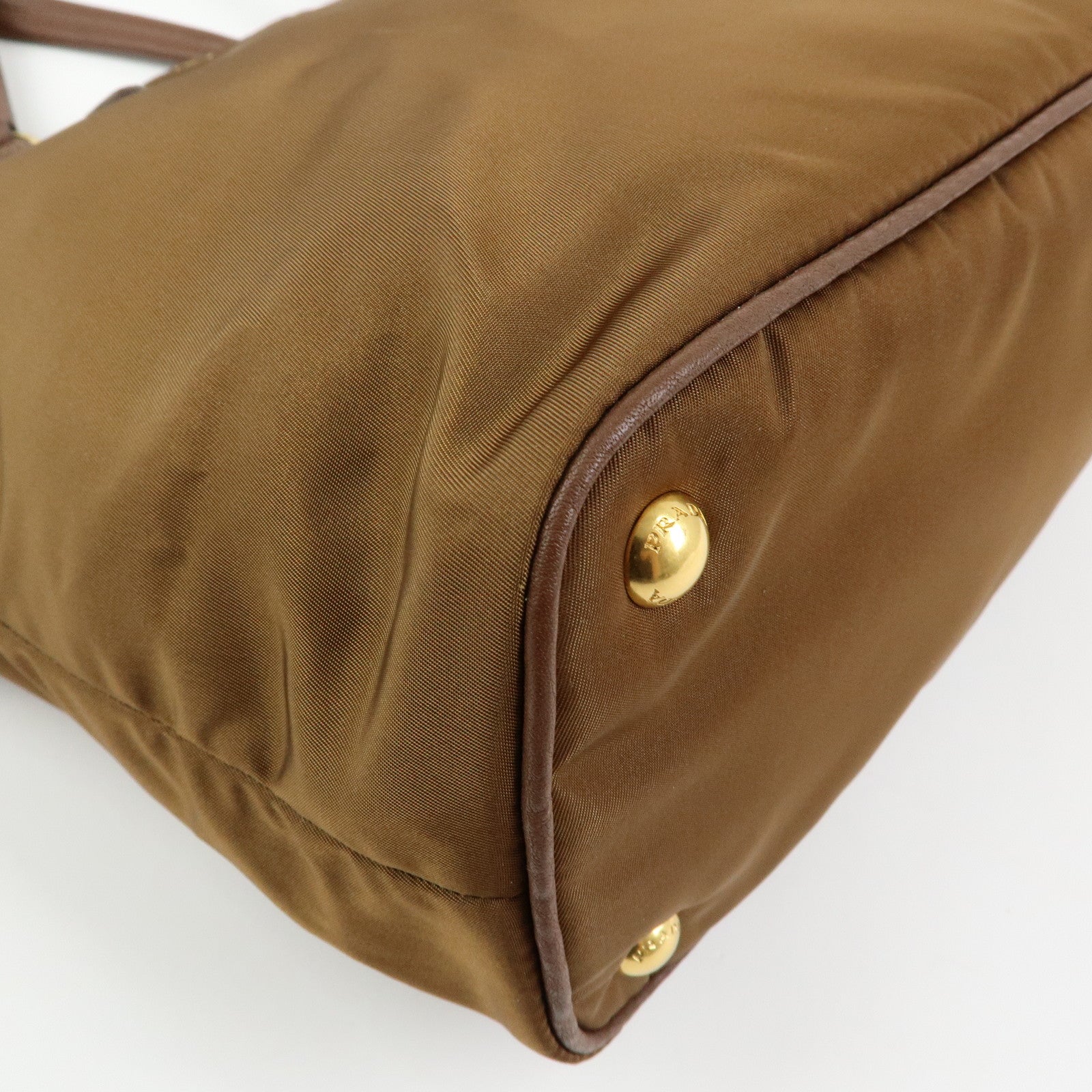 PRADA Logo Nylon Leather 2Way Bag Shoulder Bag Brown BR4991