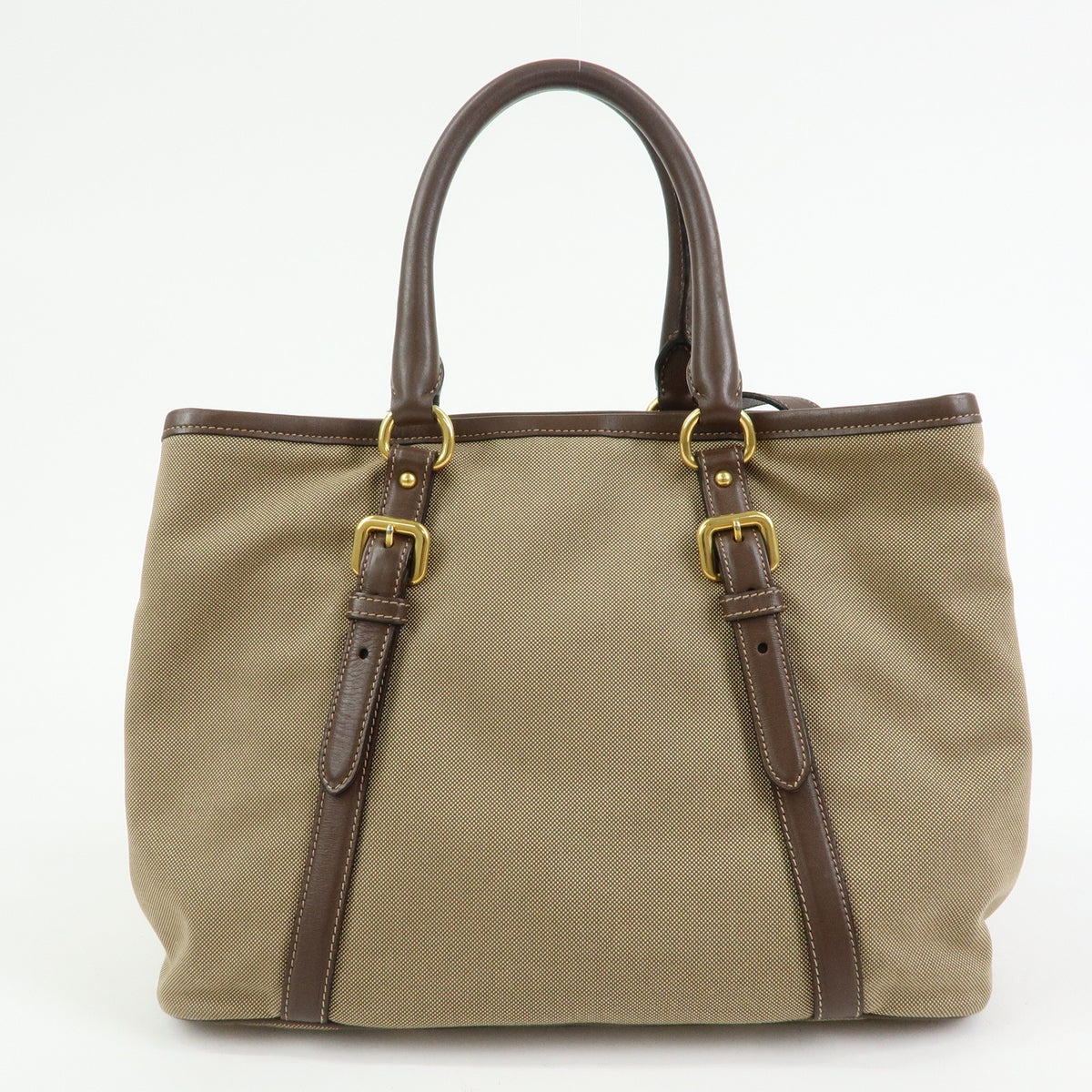 PRADA Triangle Logo Jacquard Canvas Leather 2Way Bag Hand Bag BN2832