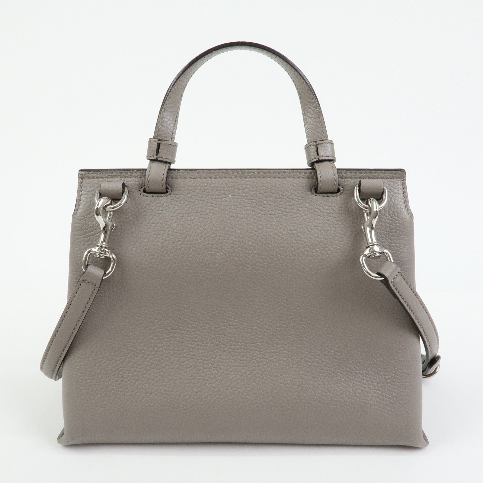 GUCCI Bamboo Leather 2Way Bag Hand Bag Shoulder Bag Grey 370831