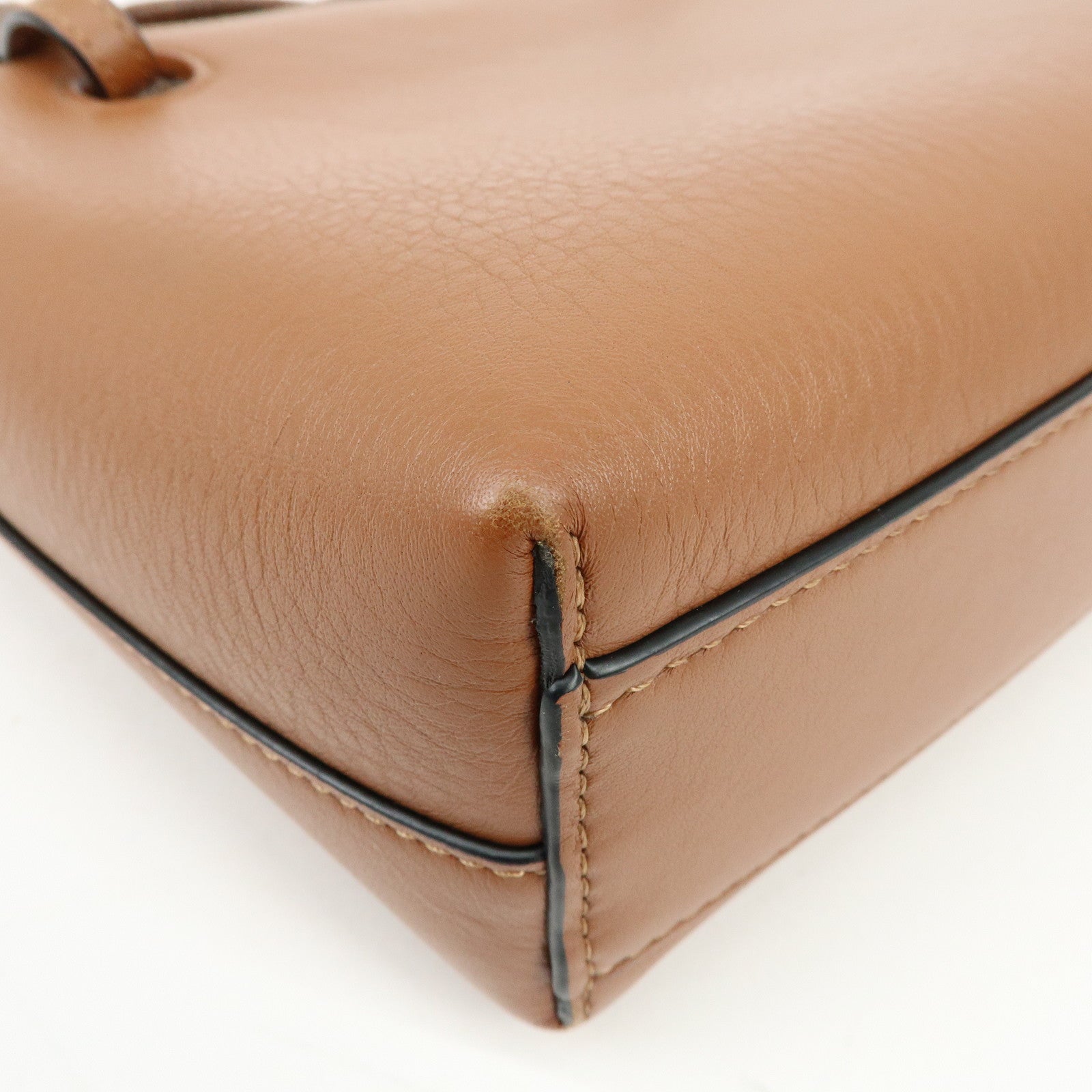 LOEWE Anagram Calf Leather 2Way Bag Hand Bag Shoulder Bag Brown