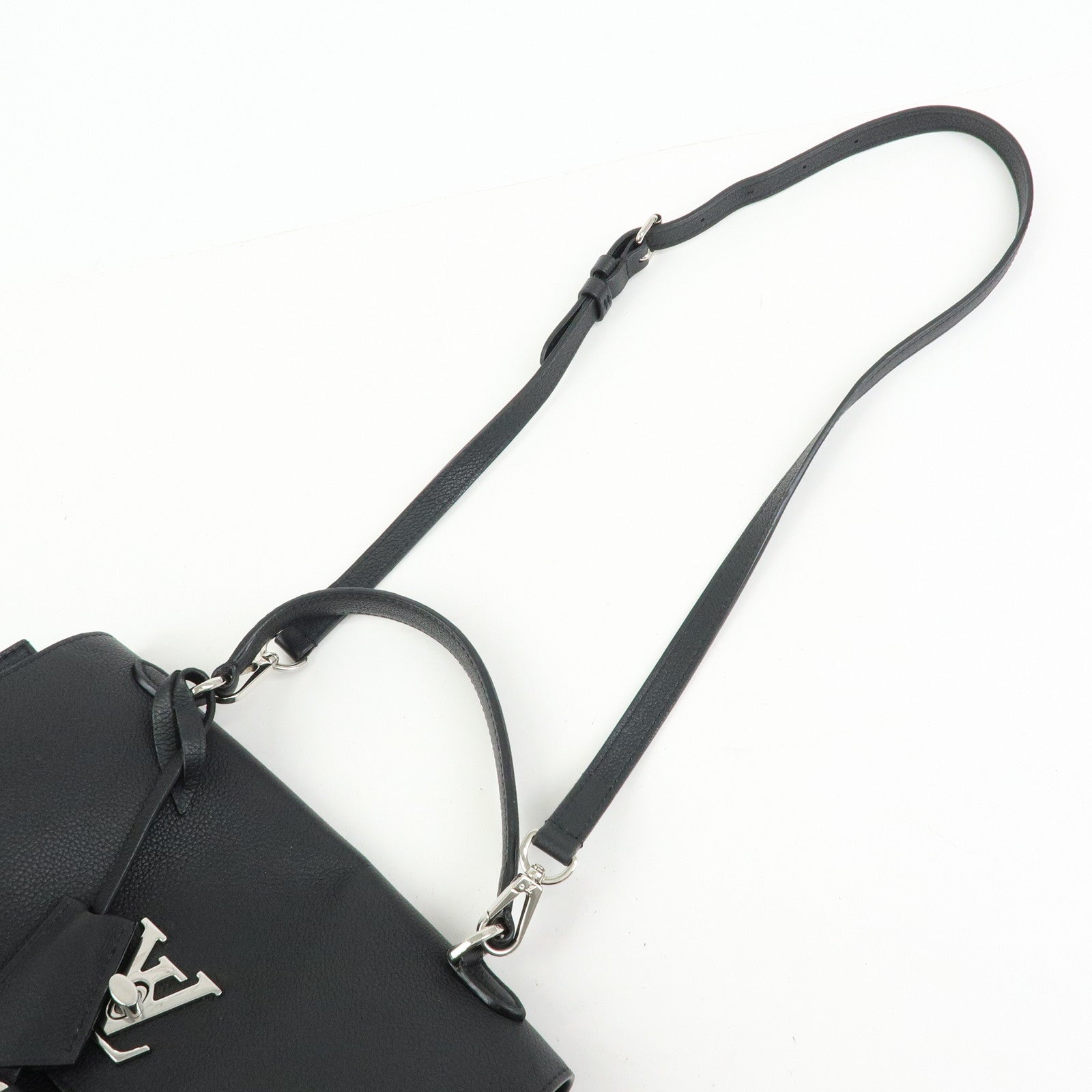 Louis Vuitton Lockme Ever MM Calf Leather 2Way Hand Bag Black M51395
