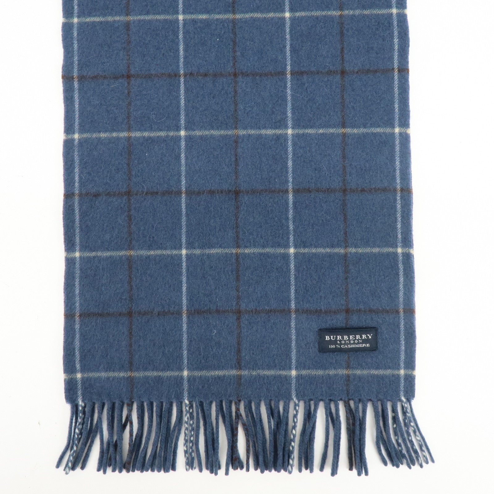BURBERRY Set of 2 Nova Plaid Wool 100% Scarf Stole Beige Navy