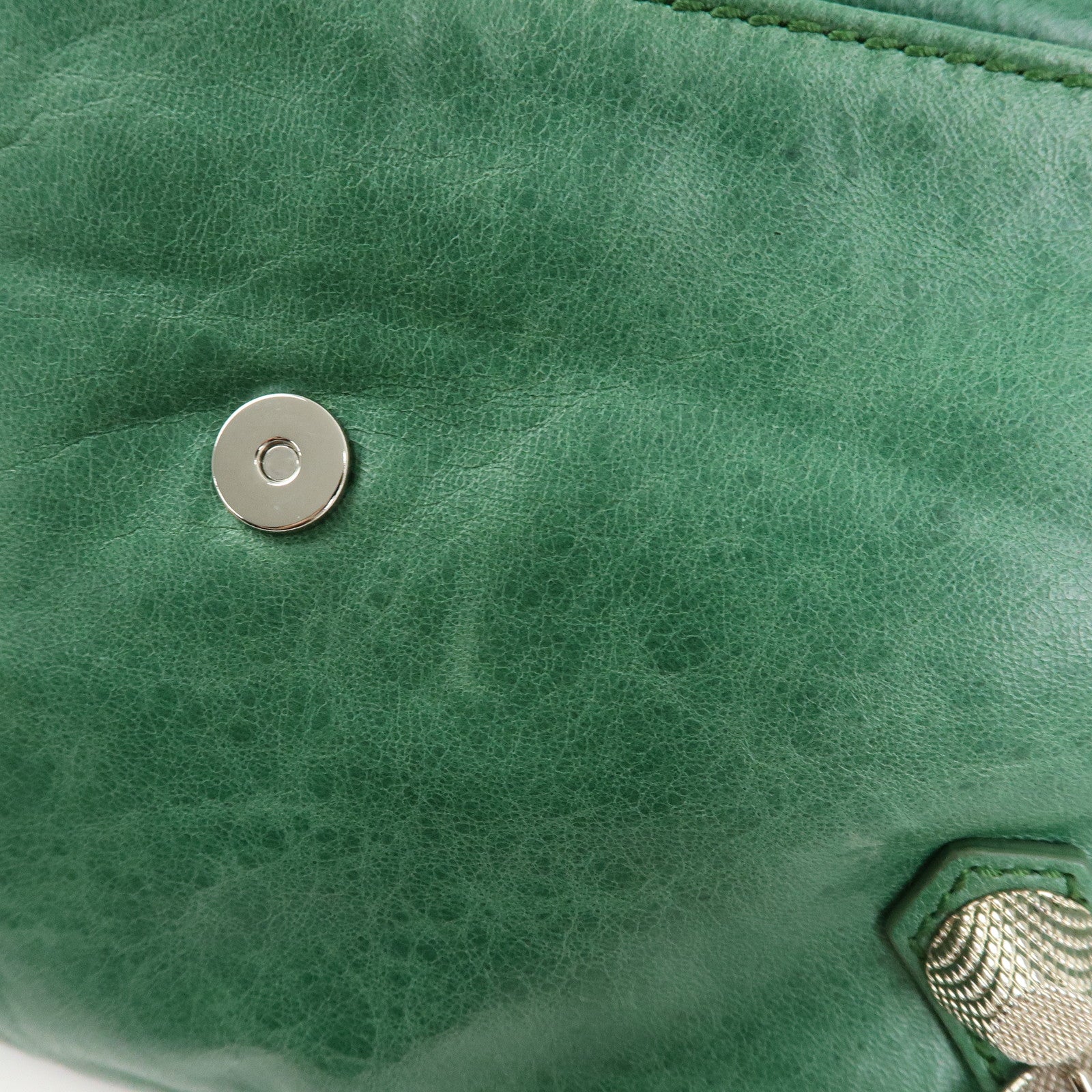 BALENCIAGA Giant Envelope Leather Clutch Bag Pouch Green 186182