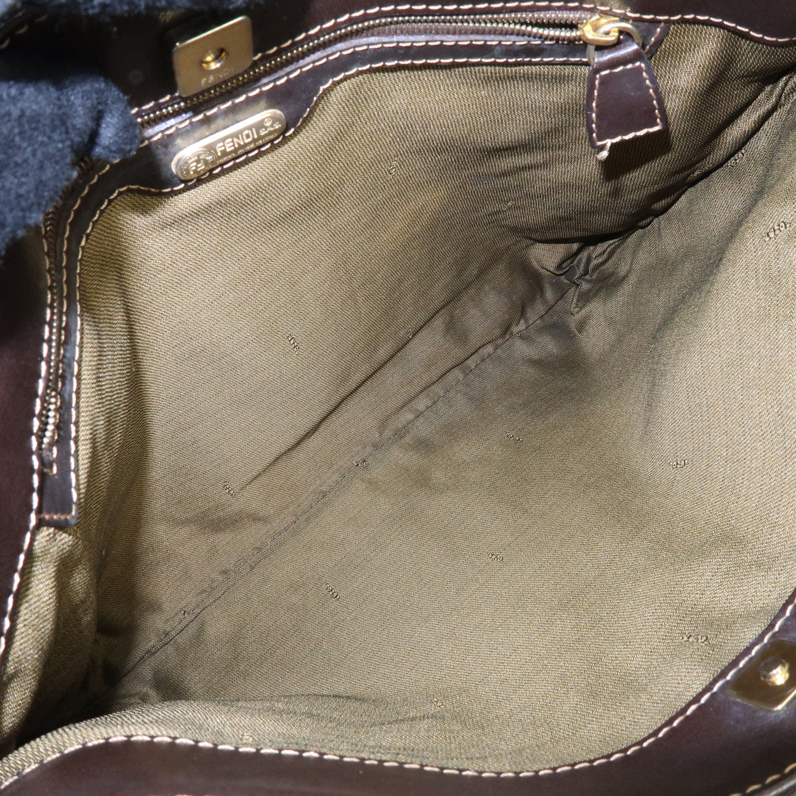 FENDI Zucca Jacquard Canvas Leather Shoulder Bag Brown Black