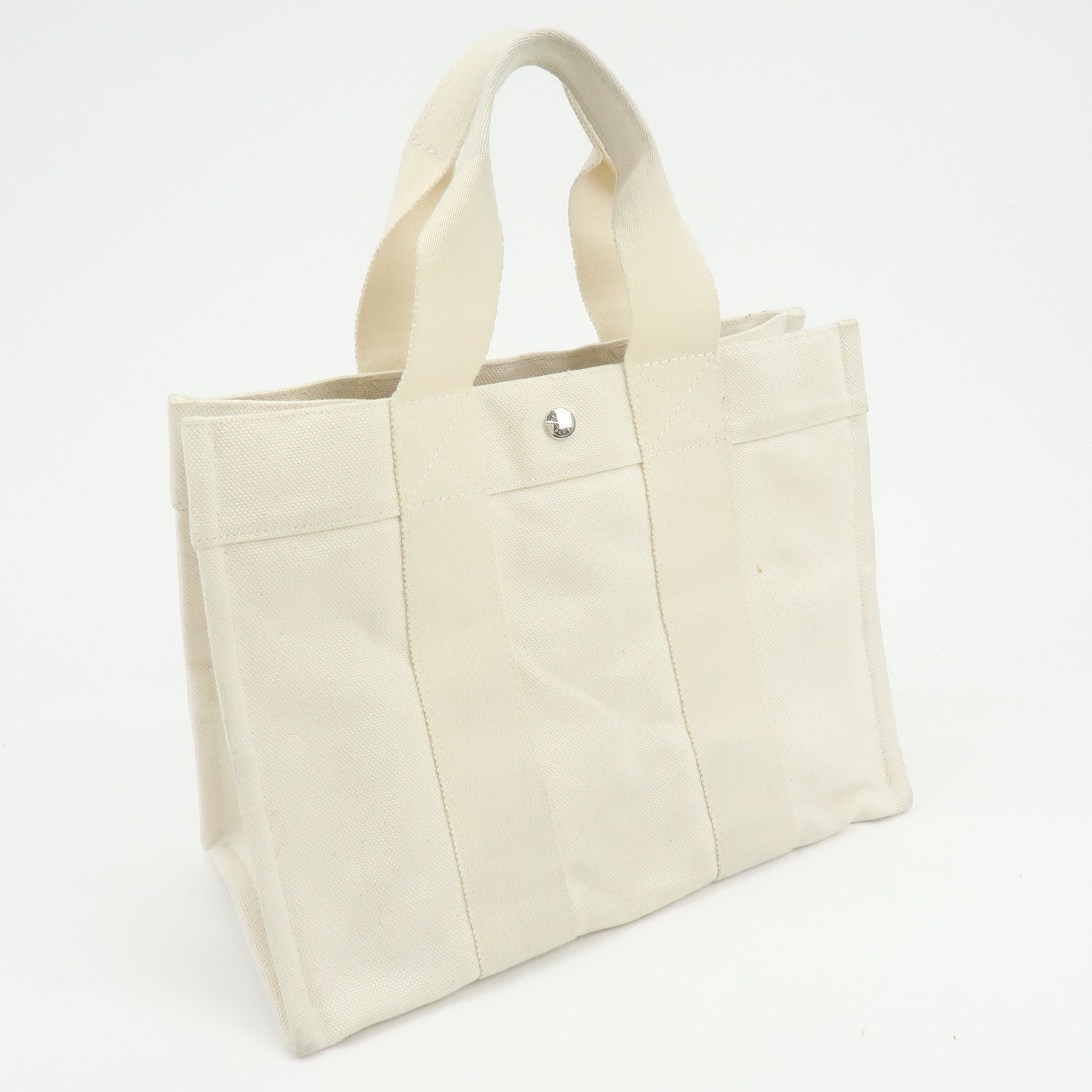 HERMES Bora Bora PM Canvas Tote Bag Hand Bag Ivory