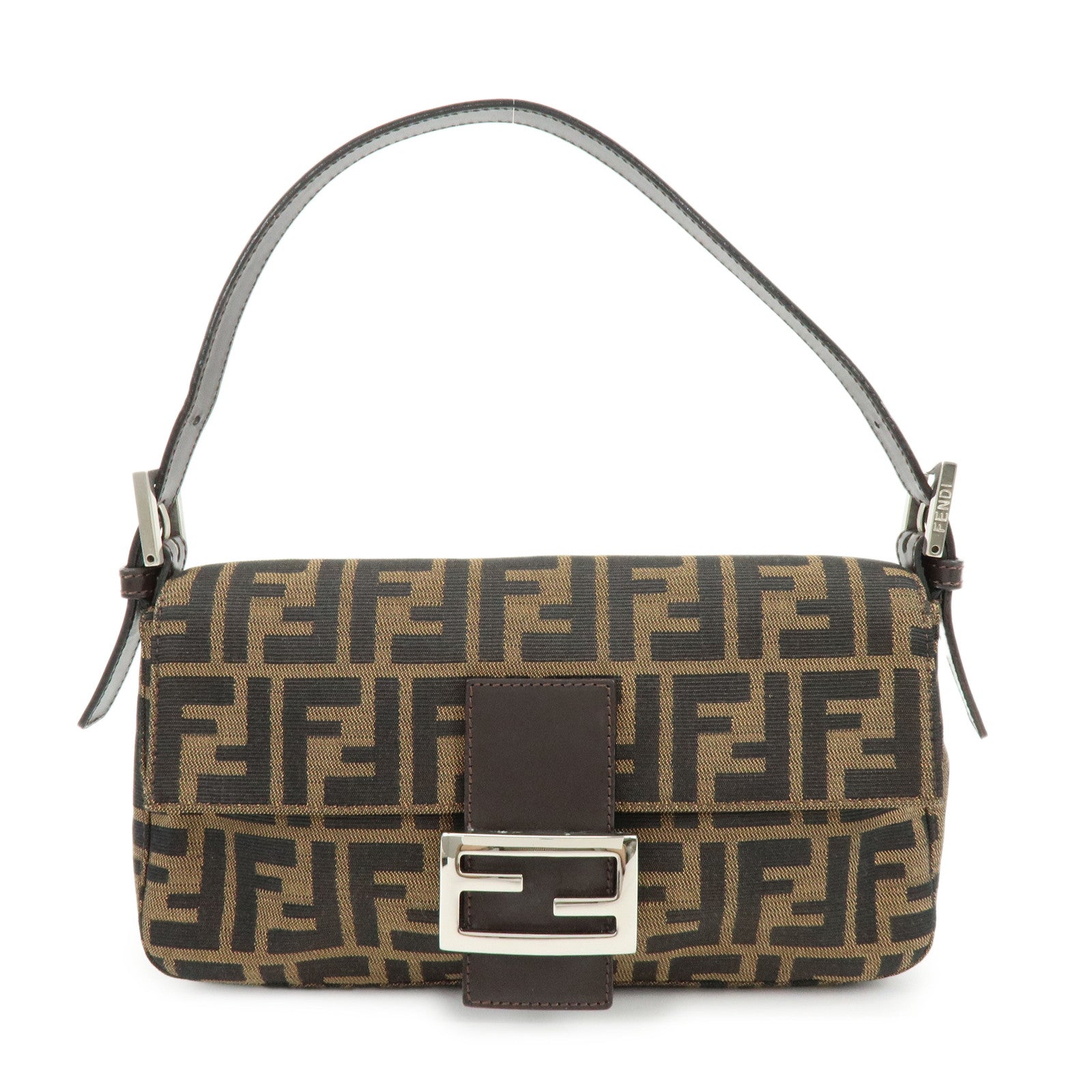 FENDI Mamma Baguette Zucca Canvas Leather Hand Bag Shoulder Bag 26424