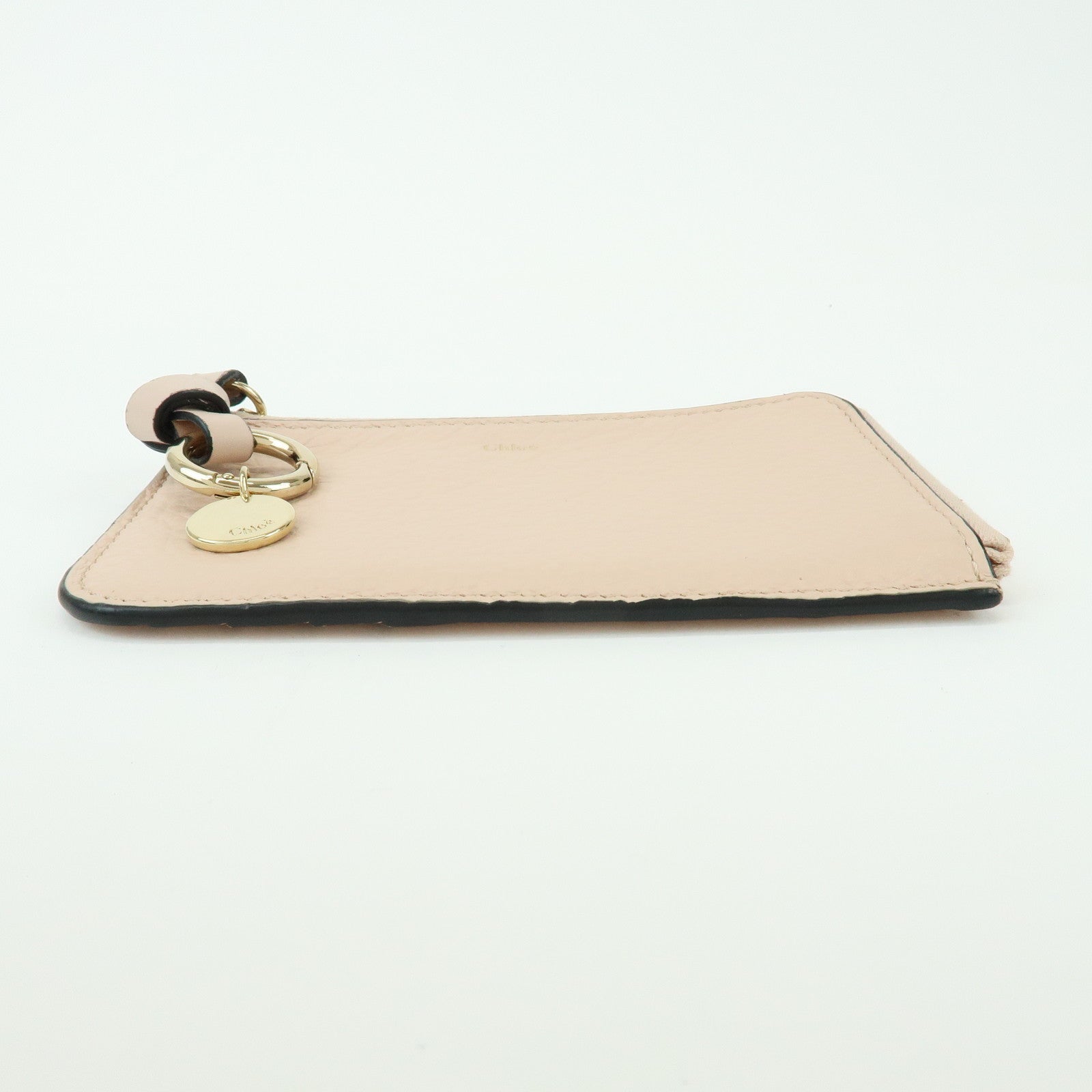 Chloe Alphabet Leather Fragment Case Coin Case Pink Beige