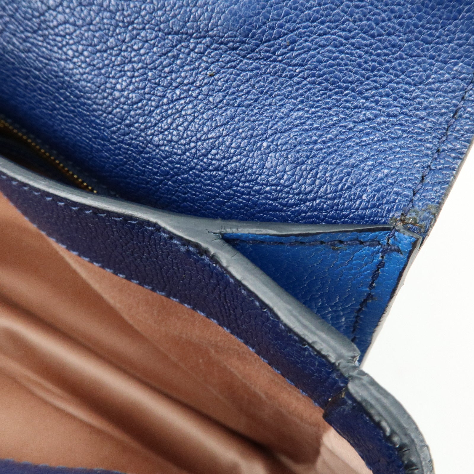 MIU MIU Logo Madras Leather Flap 2Way Bag Hand Bag Blue Navy