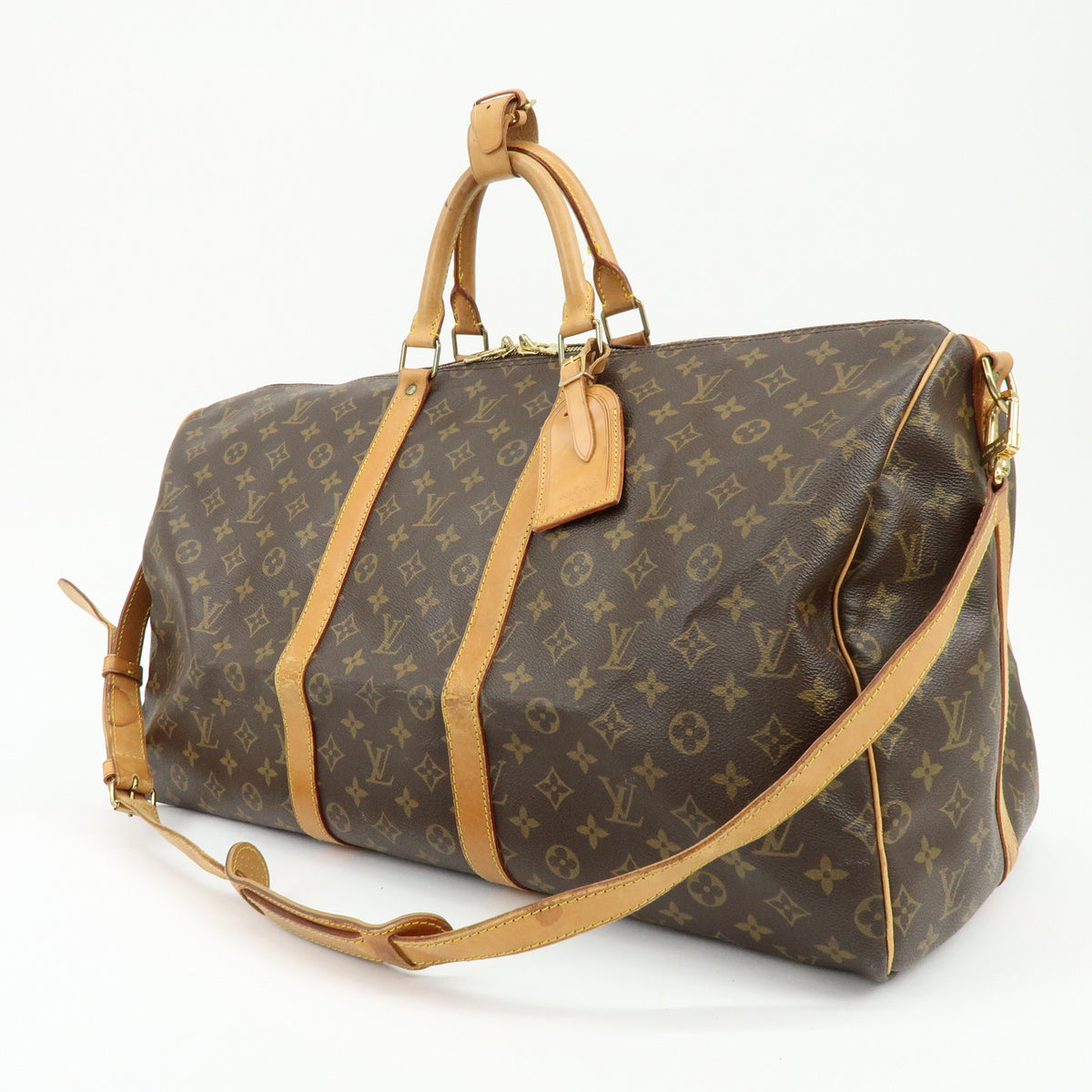 Louis Vuitton Monogram Keep All Bandouliere 55 Boston Bag Brown M41414
