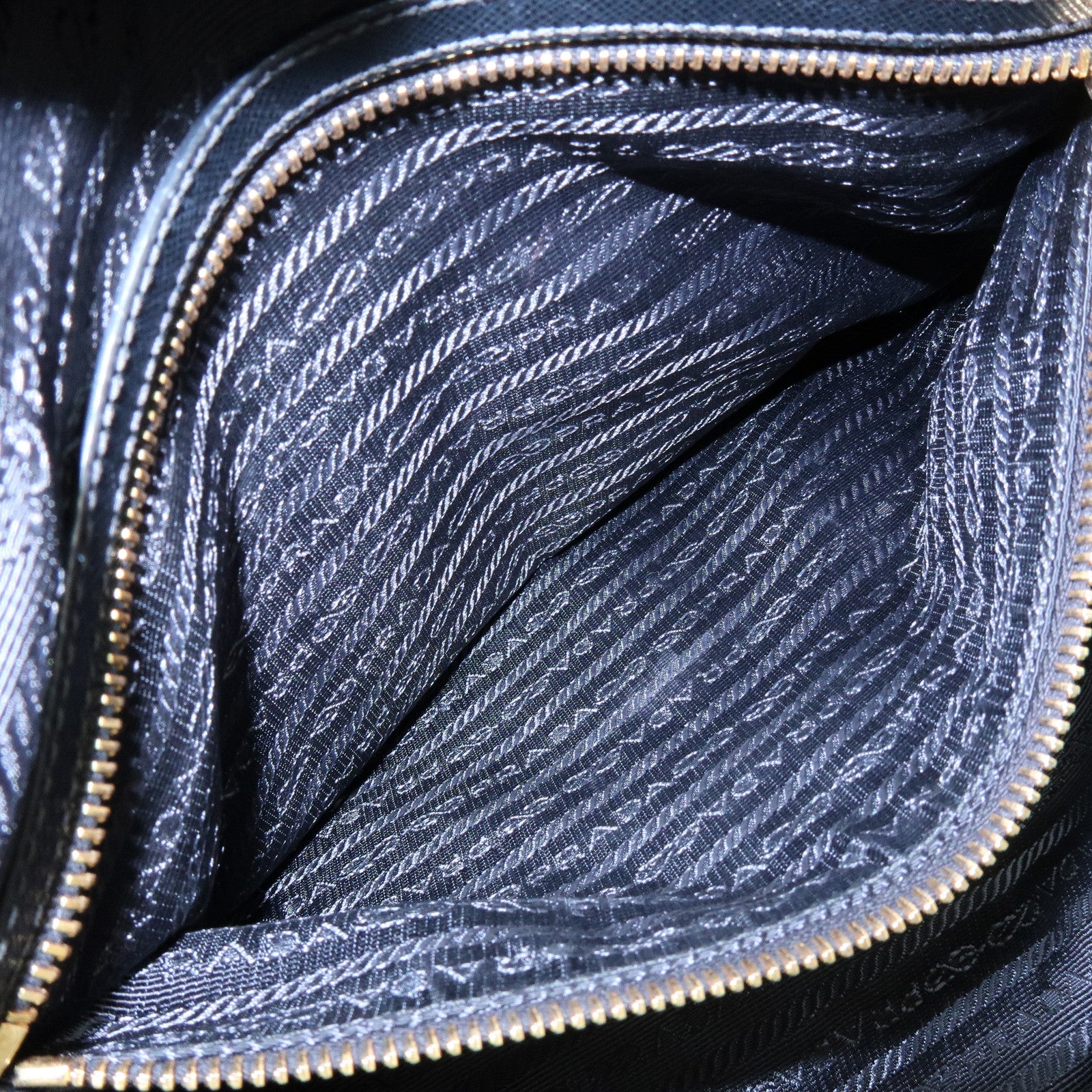 PRADA Logo Nylon Saffiano Leather Shoulder Bag Black 1BG253