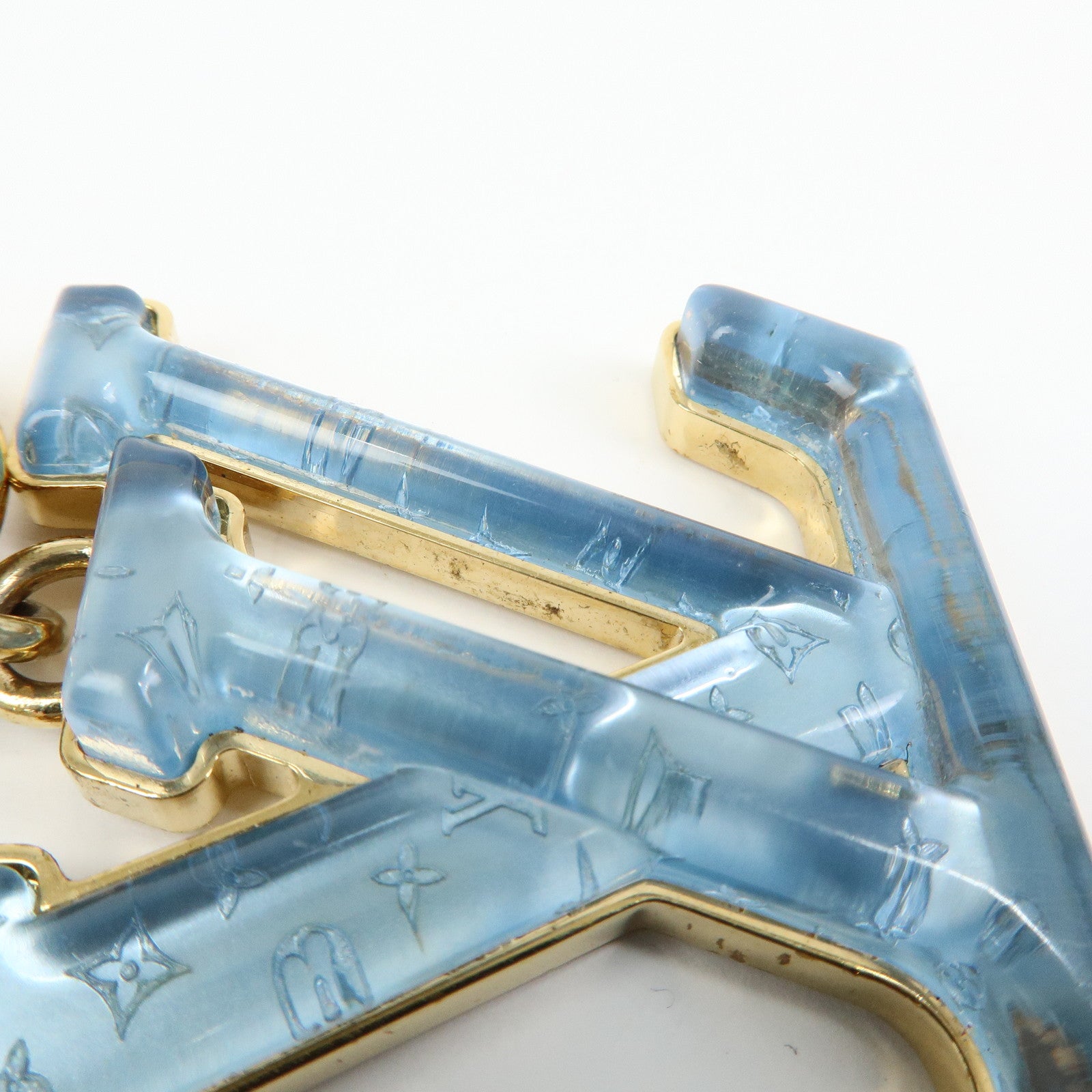 Louis Vuitton LV Gloss Metal Key Ring Bag Charm Blue M02590