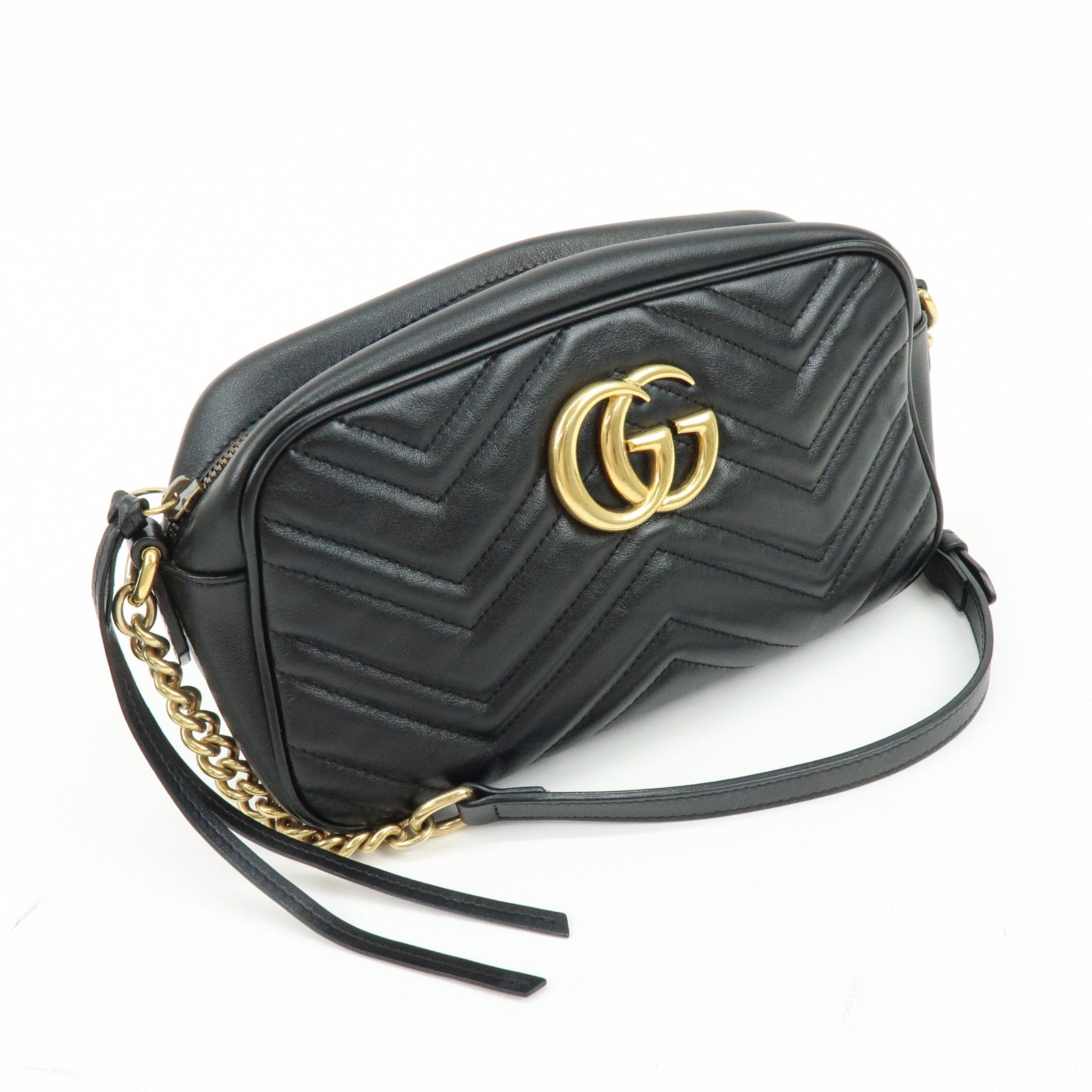 GUCCI GG Marmont Leather Shoulder Bag Crossbody Bag Black 447632