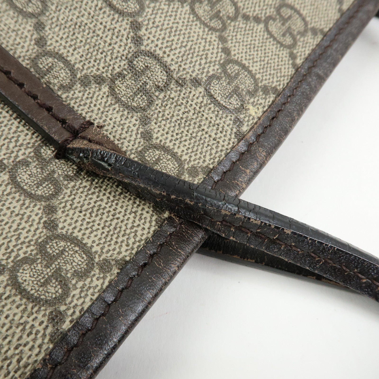 GUCCI GG Supreme Leather 2Way Bag Hand Bag Brown Beige 353440
