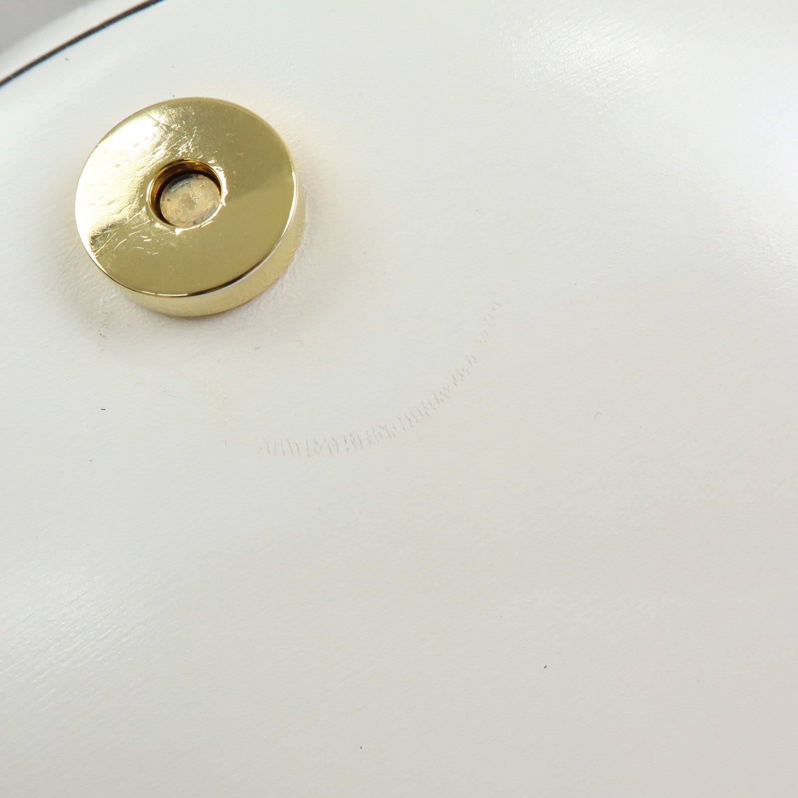 Loewe Logo Round Leather Hand Bag White