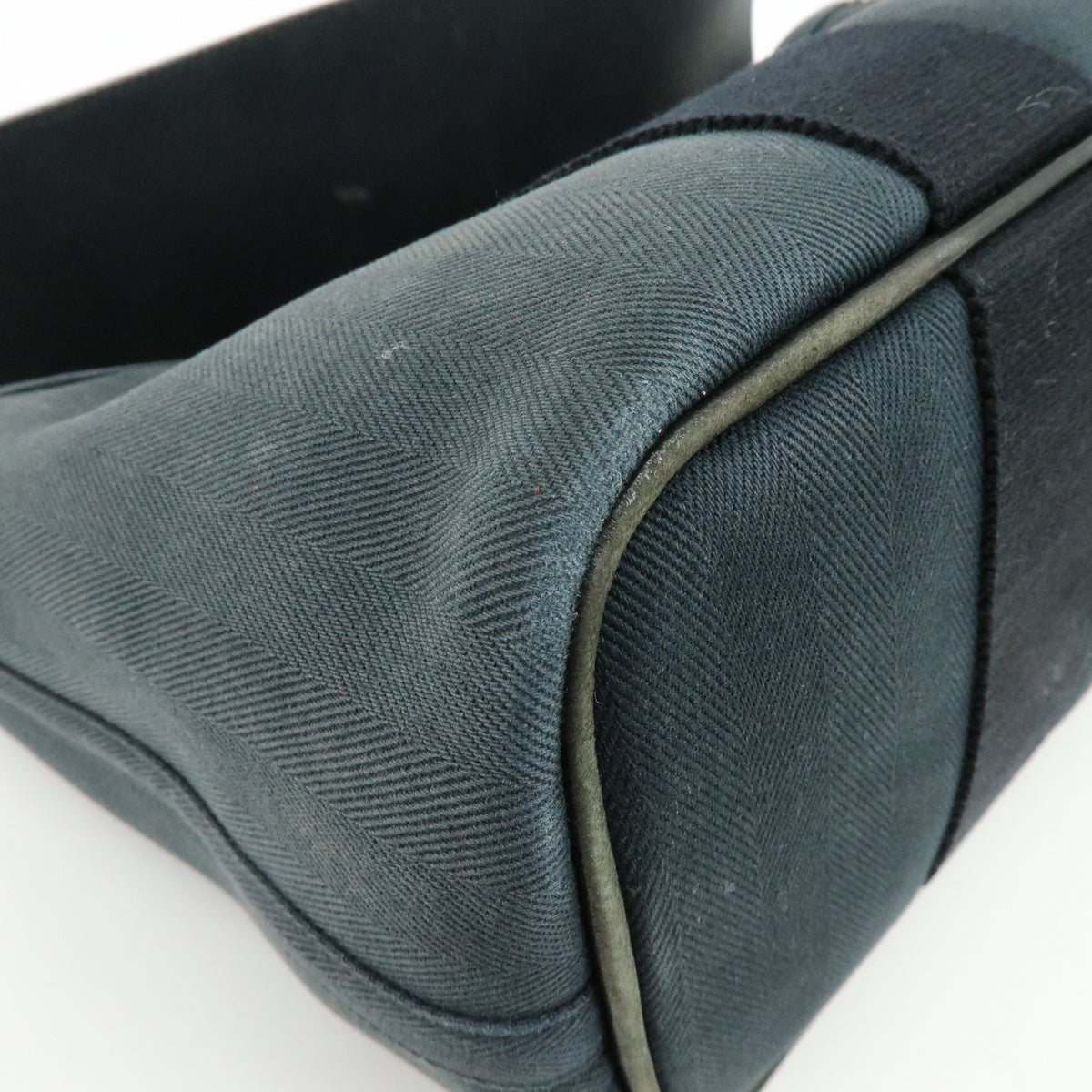 HERMES Valparaiso PM Canvas Leather Tote Bag Hand Bag Black