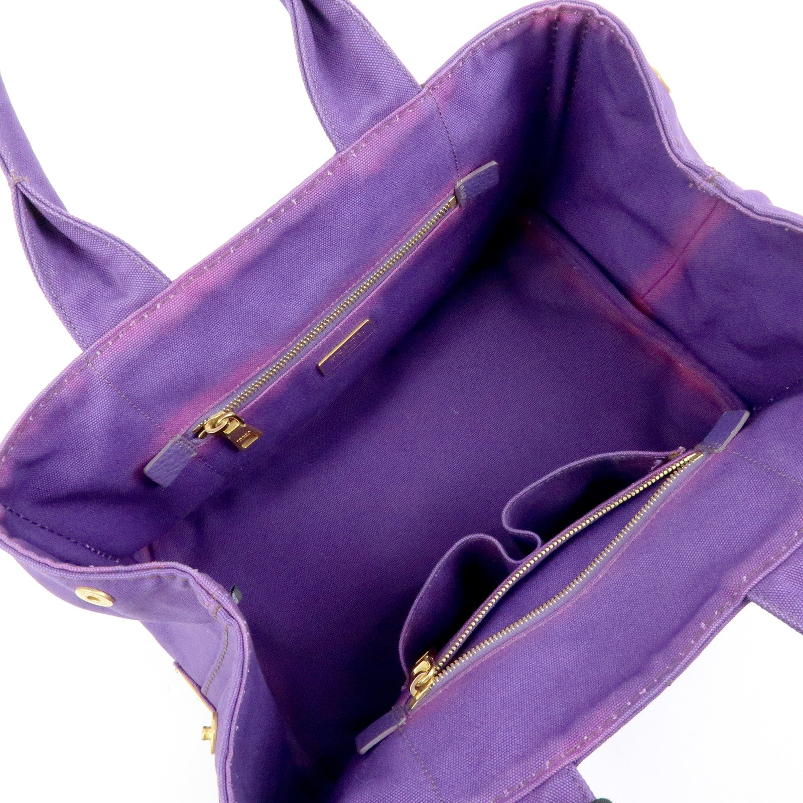 PRADA Canapa Triangle Logo Canvas Tote Bag Hand Bag Purple BN1877